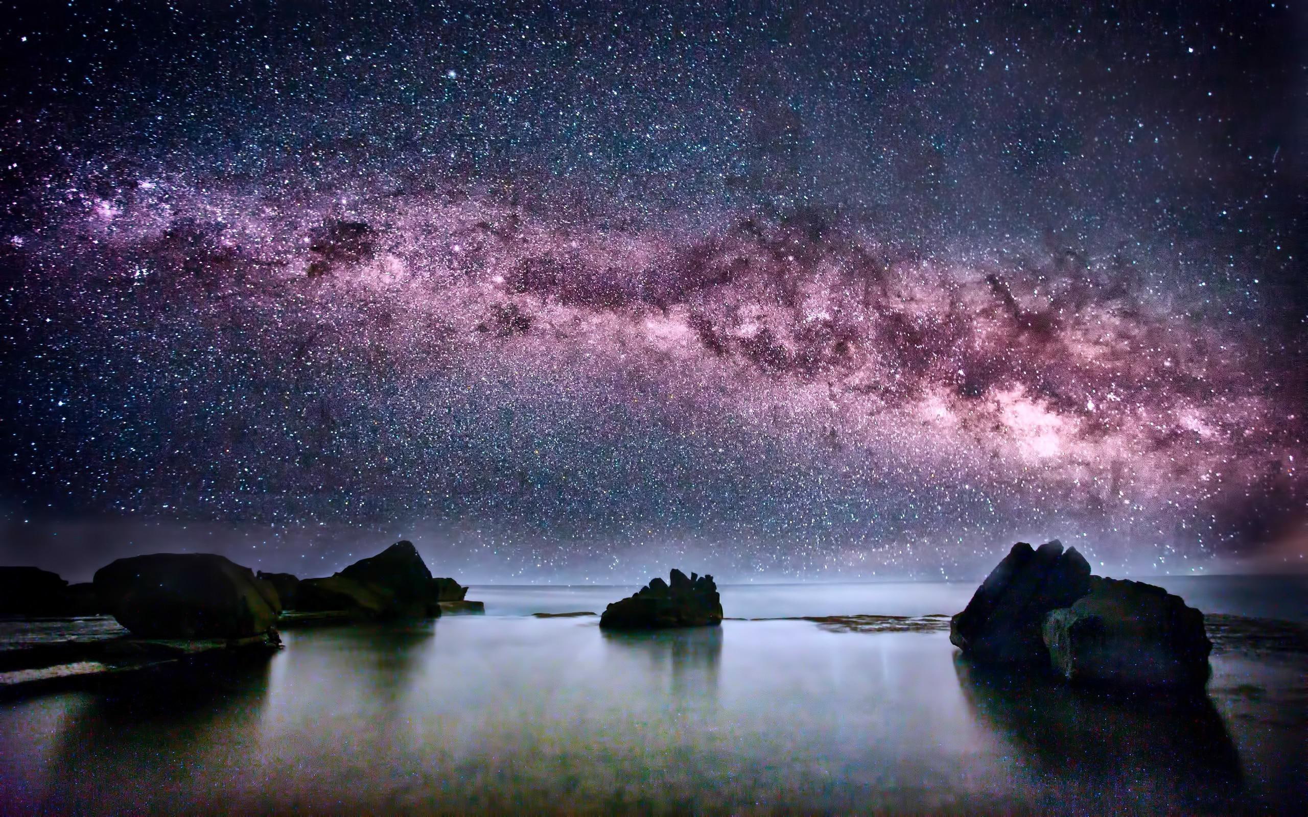 Milky Way viewed in Australia purple aurora borealis nature 2k