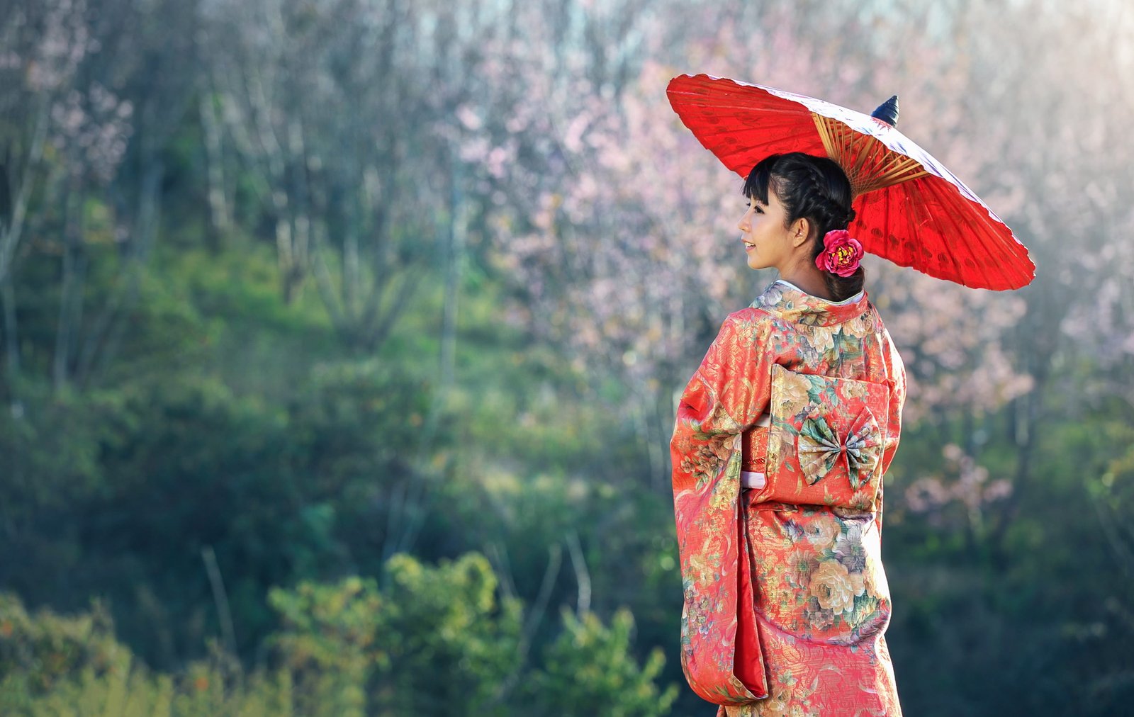 woman holding umbrella during daytime beauty asia seductive 2k 4k