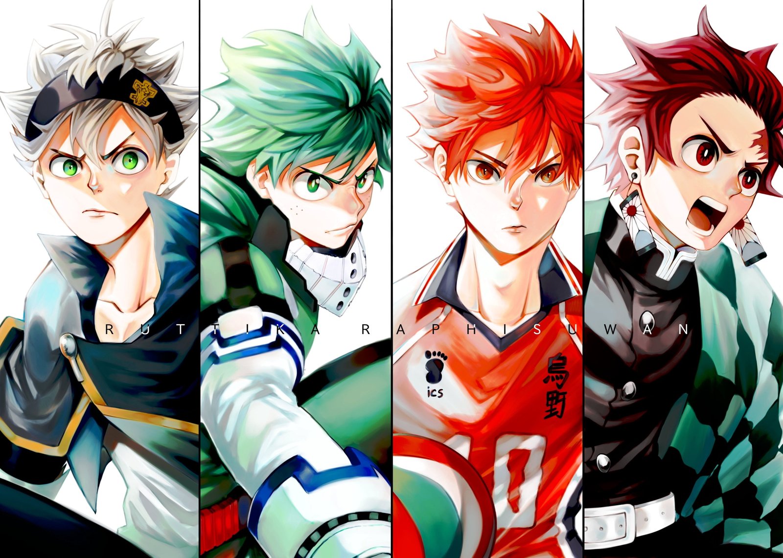 Anime Crossover Asta Black Clover Izuku Midoriya Sh y Hinata 2k 4k