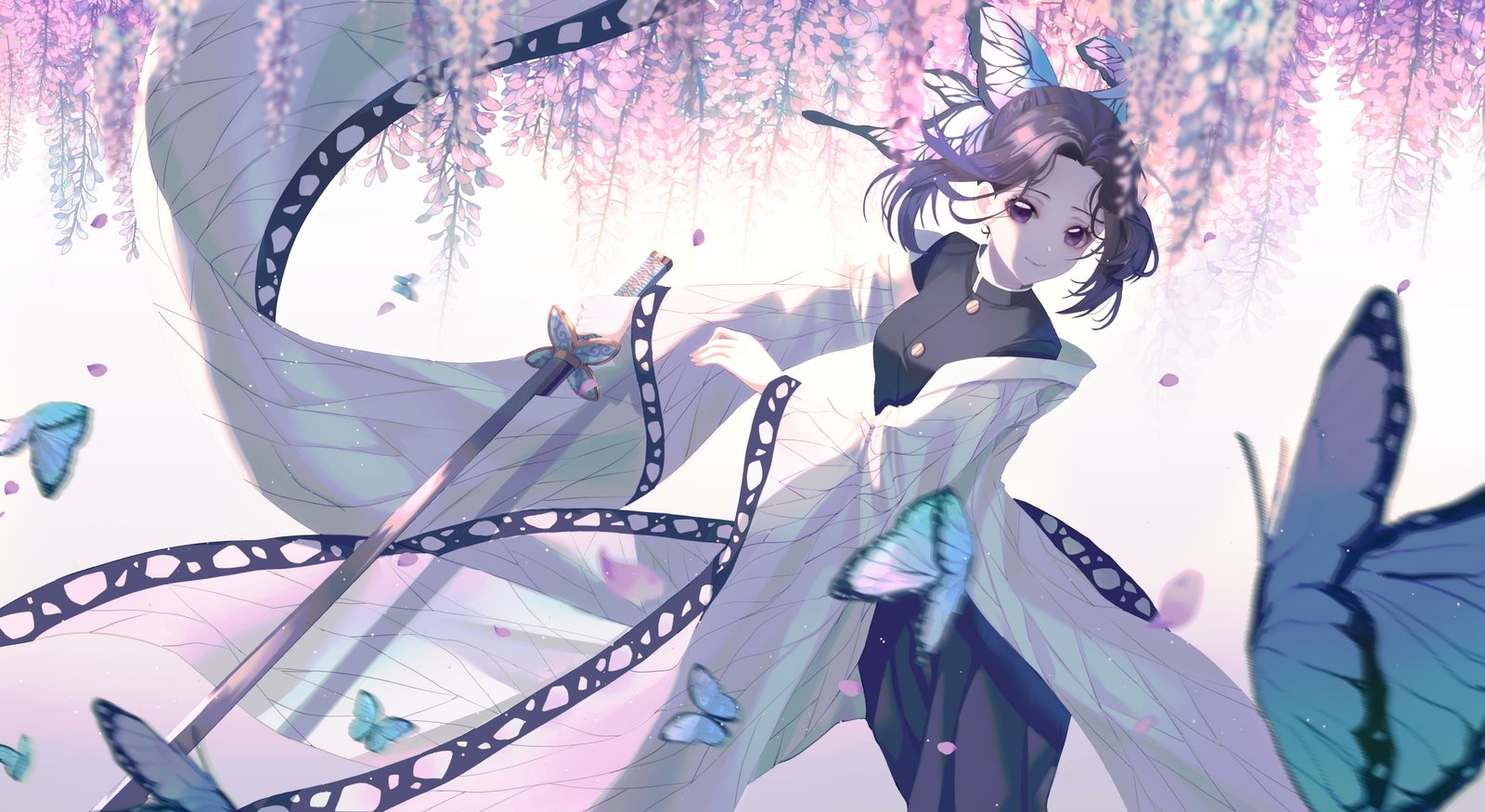 Anime Demon Slayer Kimetsu no Yaiba Butterfly Girl Shinobu Kochou 2k 4k 5k