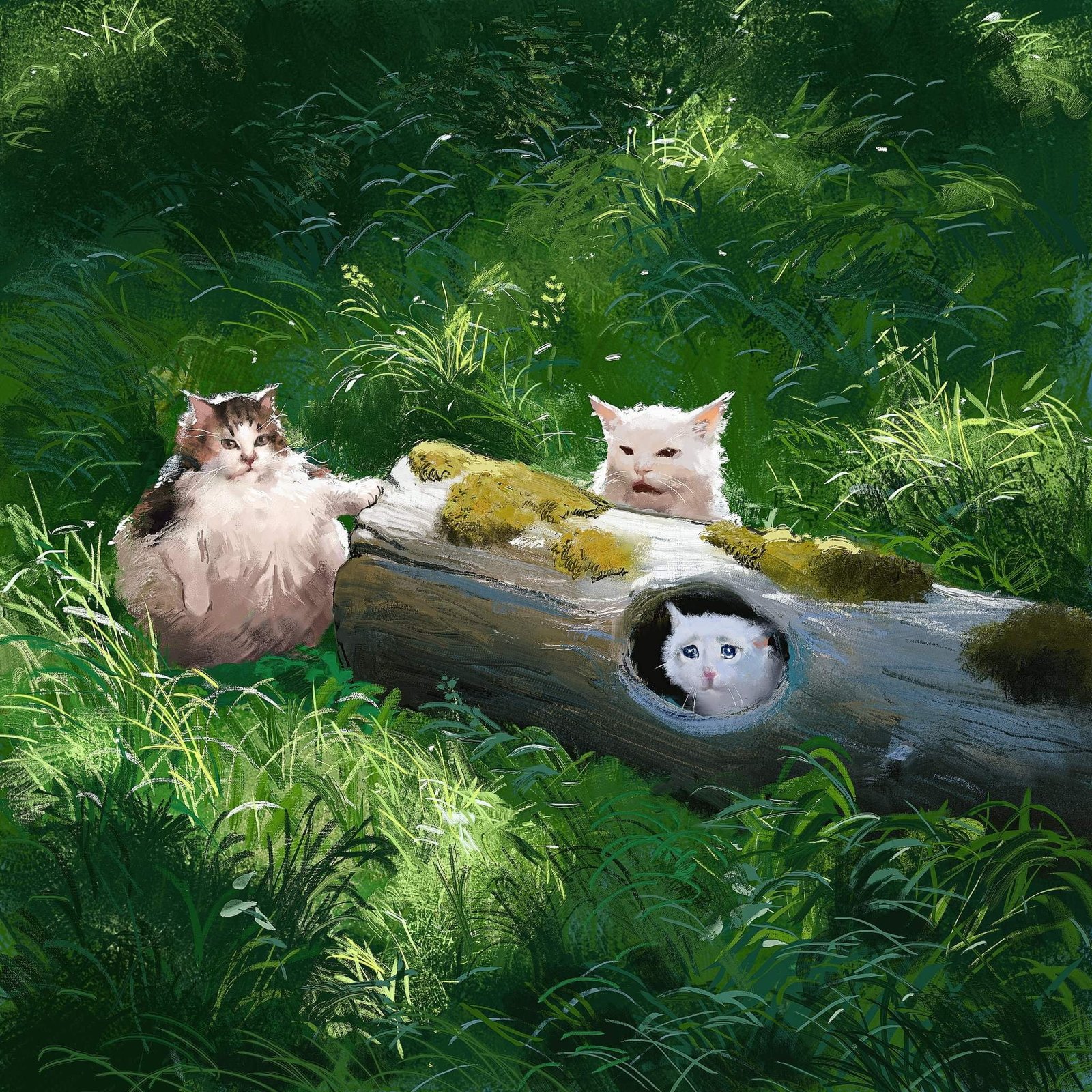 cats memes nature trees grass humor 2k