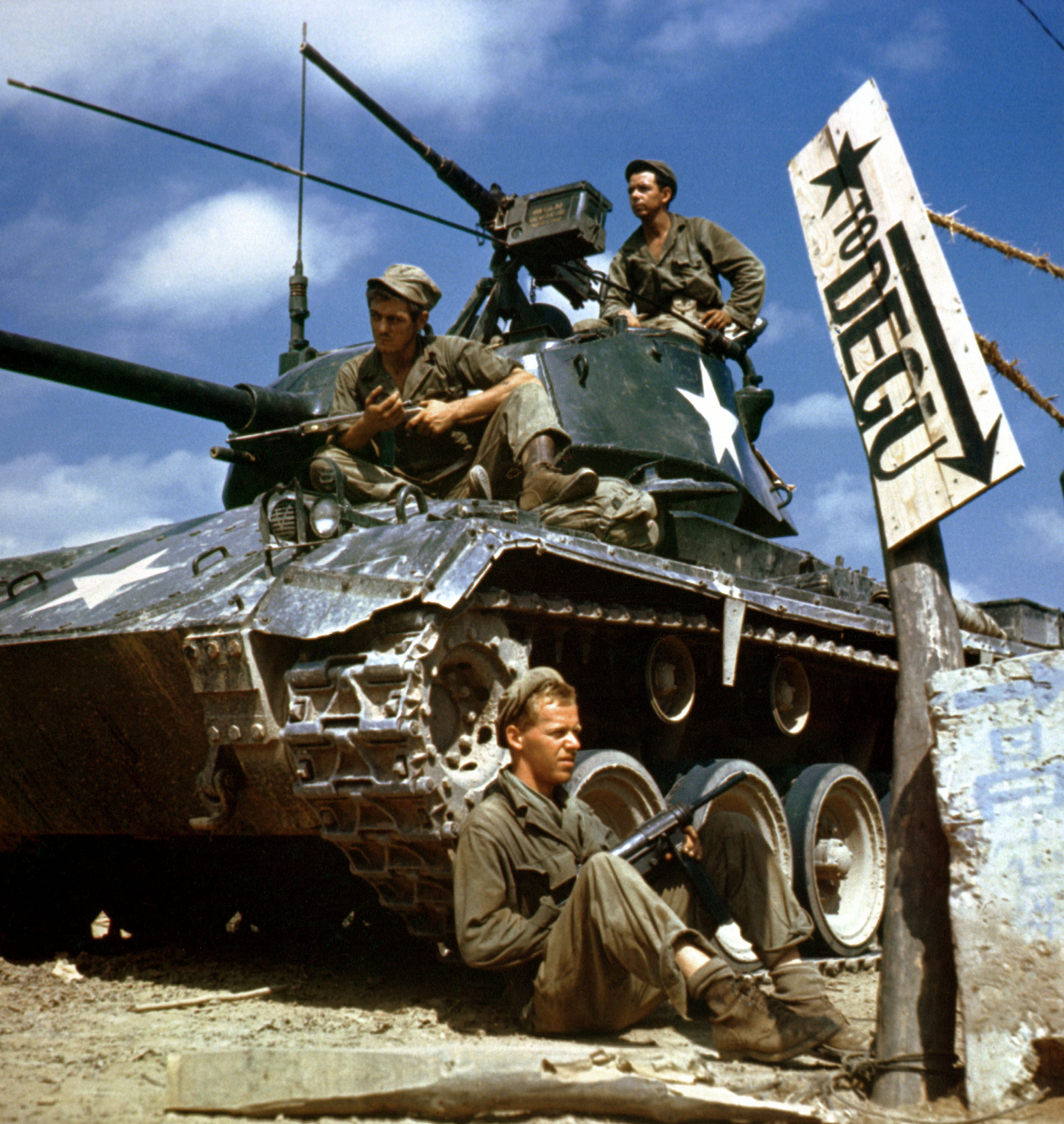 Crew of an M 24 tank along the Nakdong River front August during Korean War 2k
