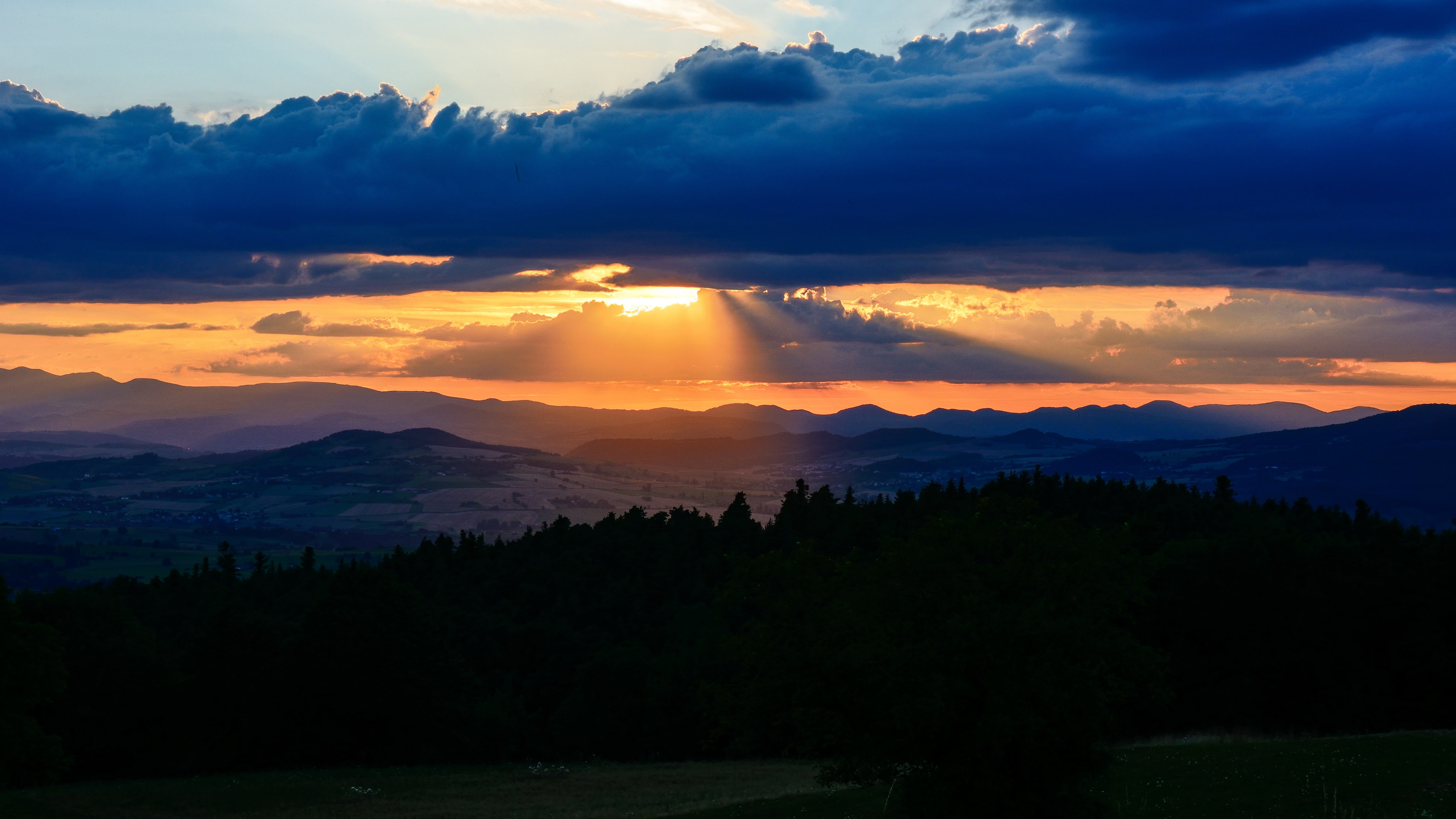 cumulus clouds during golden hour Alps wallpaper 2k 4k 5k