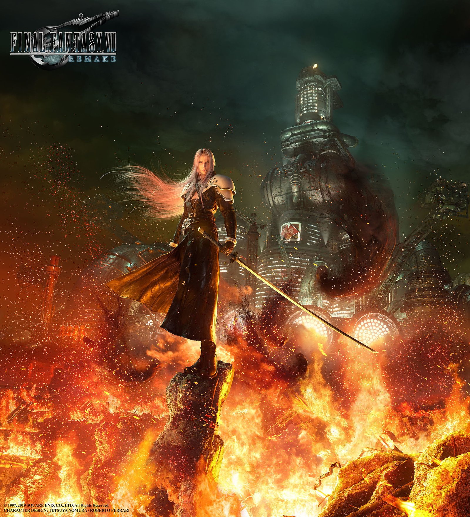 Final Fantasy VII video games Midgar Shinra Sephiroth fire 2k