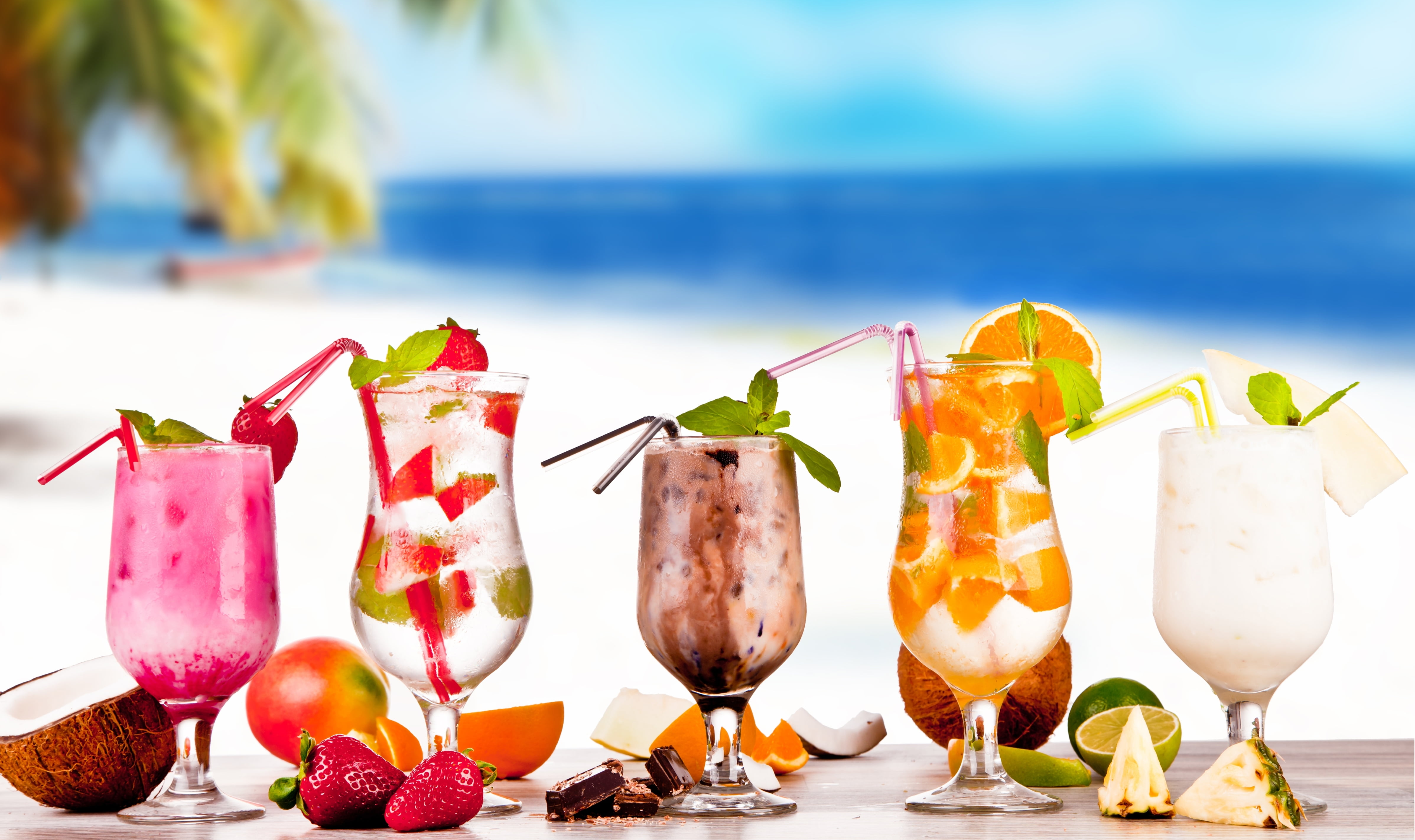 five liquor drinks summer beach fresh cocktails fruit tropical 2k 4k 5k