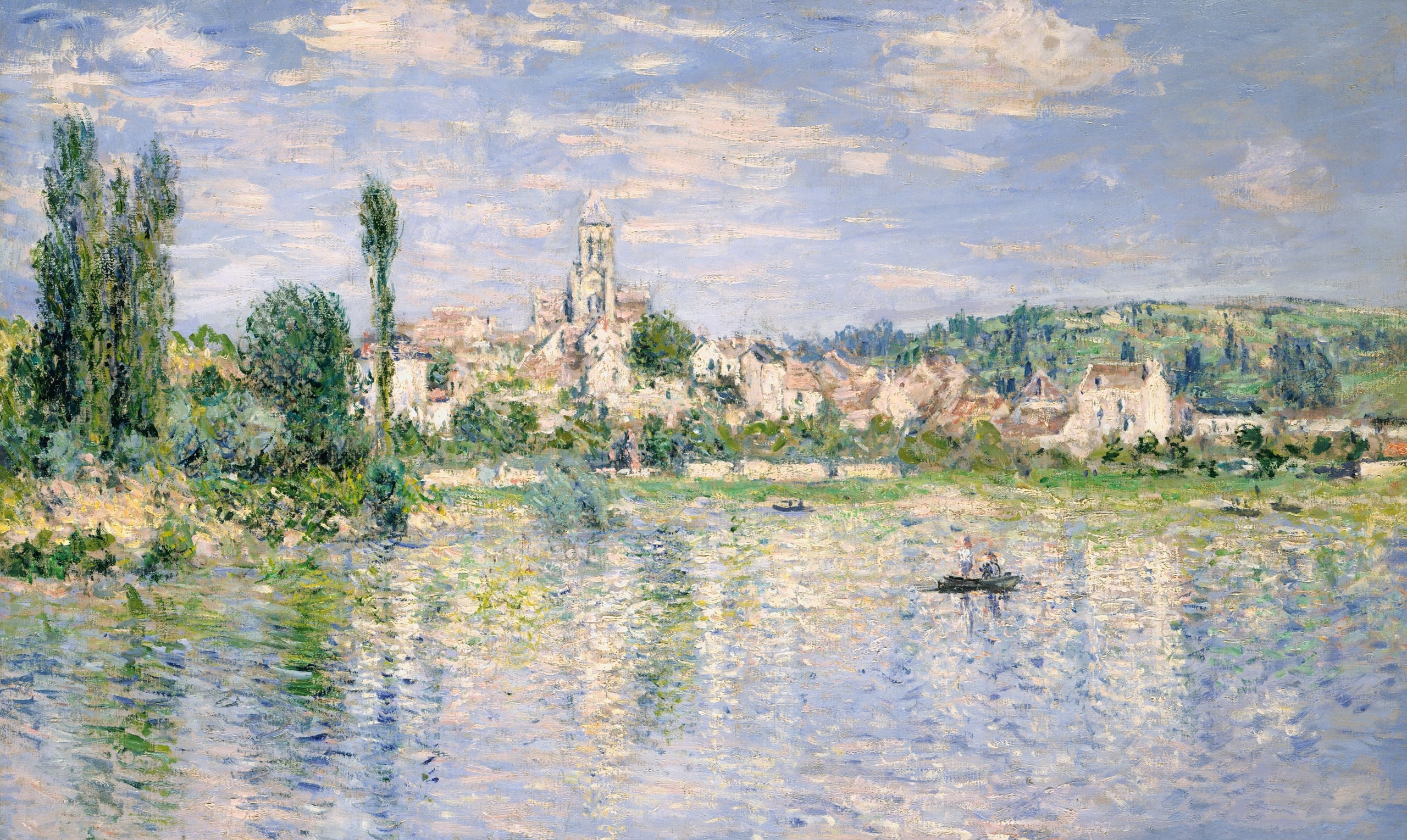 landscape river boat picture Claude Monet V theuil In Summer 2k