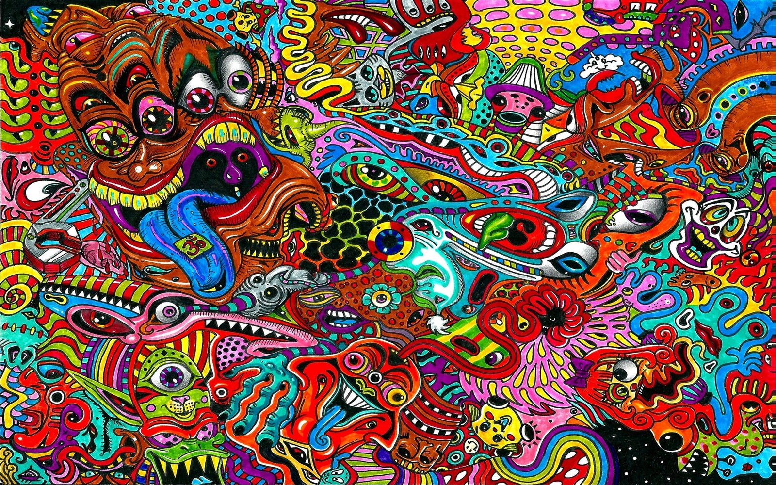 multicolored abstract painting drawing surreal colorful psychedelic 2k