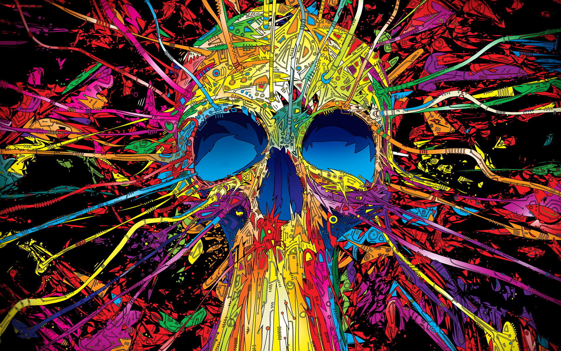 multicolored skull illustration artwork Matei Apostolescu psychedelic 2k