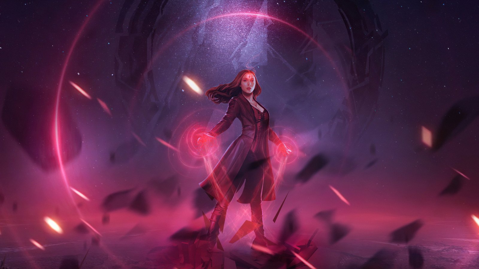 Scarlet Witch superhero superheroines artwork digital art 2k 4k