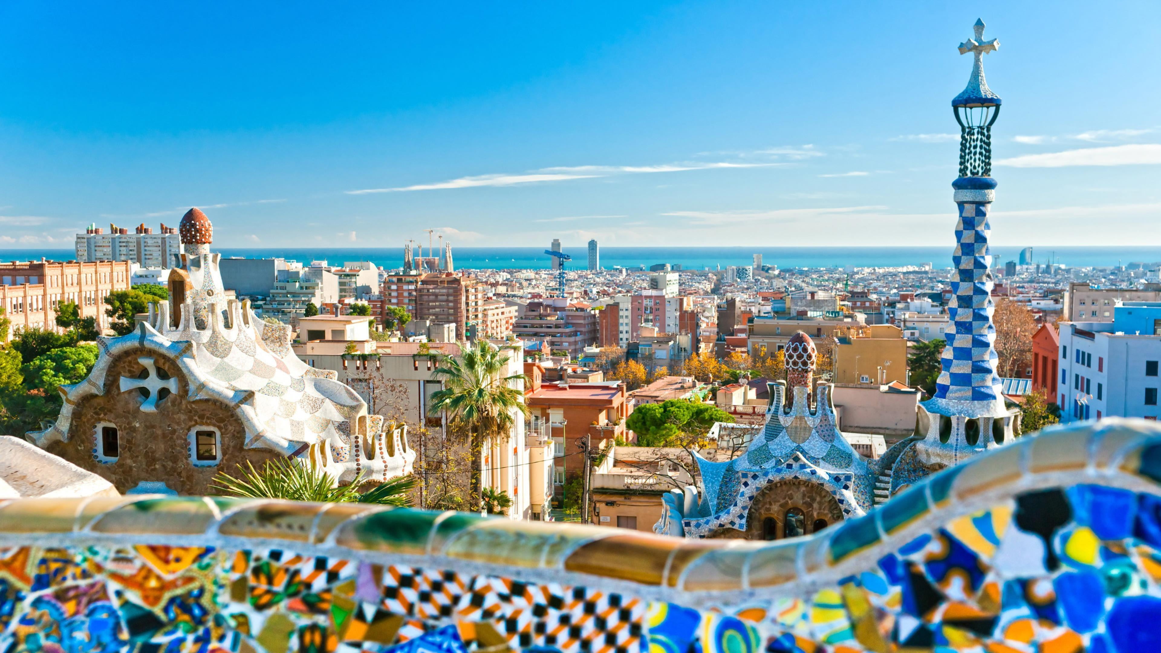 spain barcelona gaudi europe cityscape blue sky stunning 2k 4k