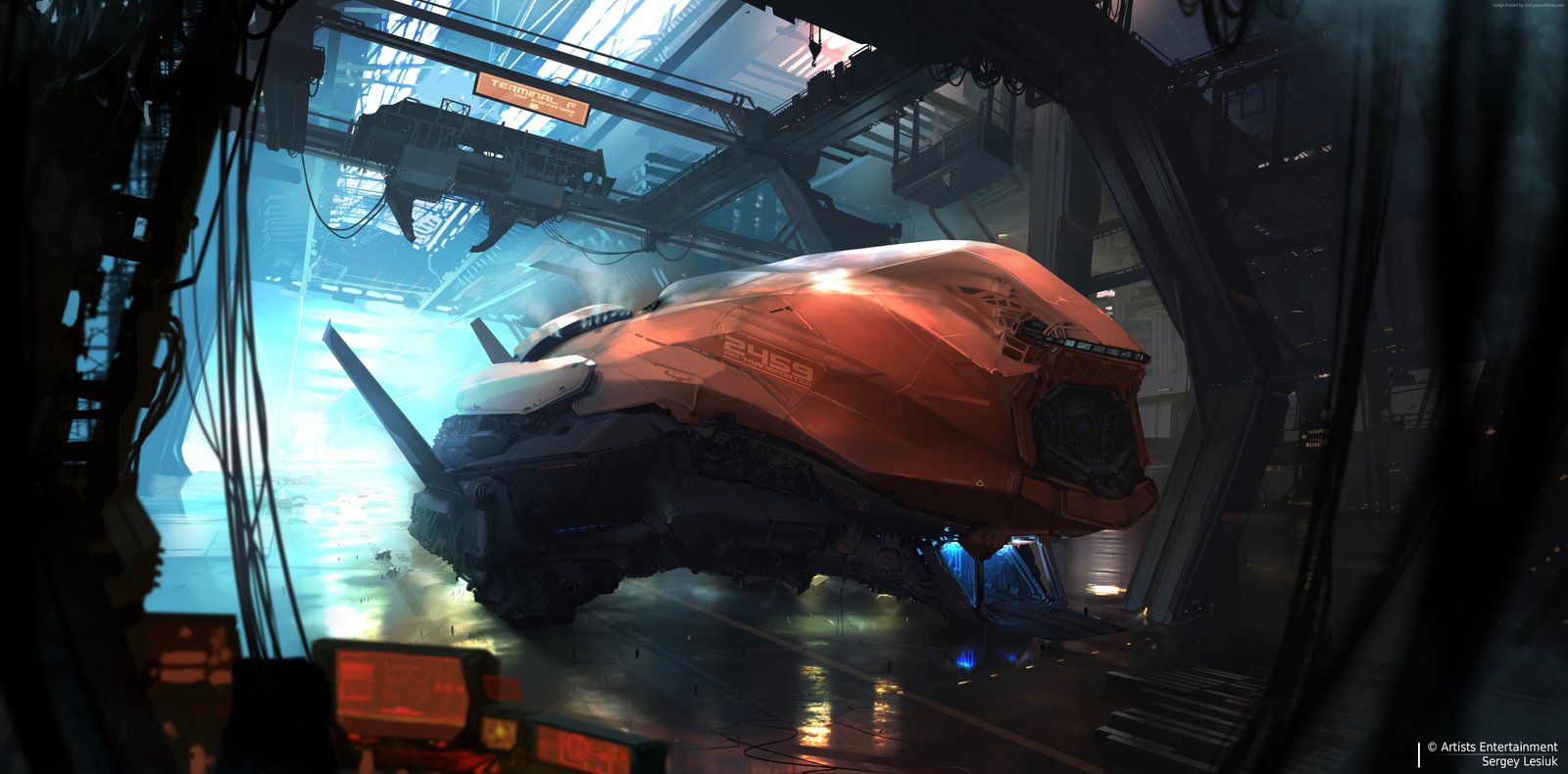 transporter space ship matte painting art mode of transportation 2k 4k 5k