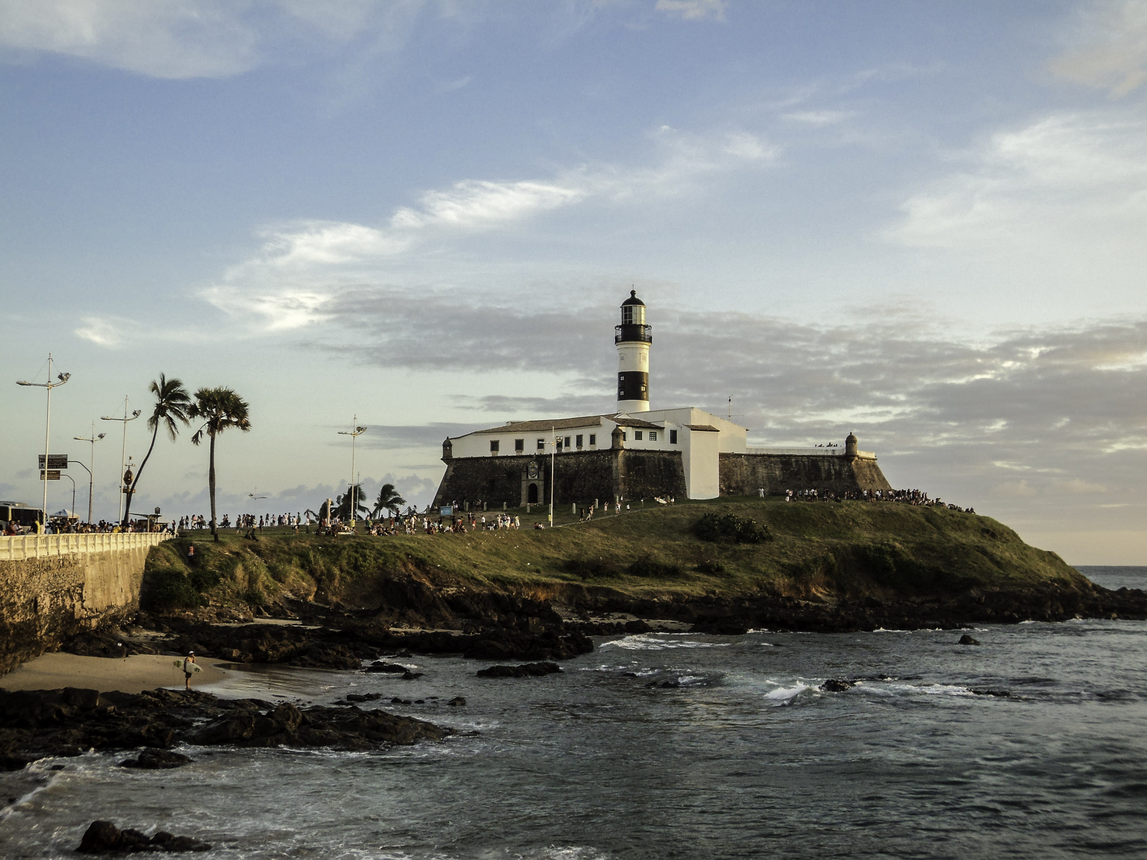 View of Farol da Barra Lighthouse in Salvador Brazil building 2k 4k