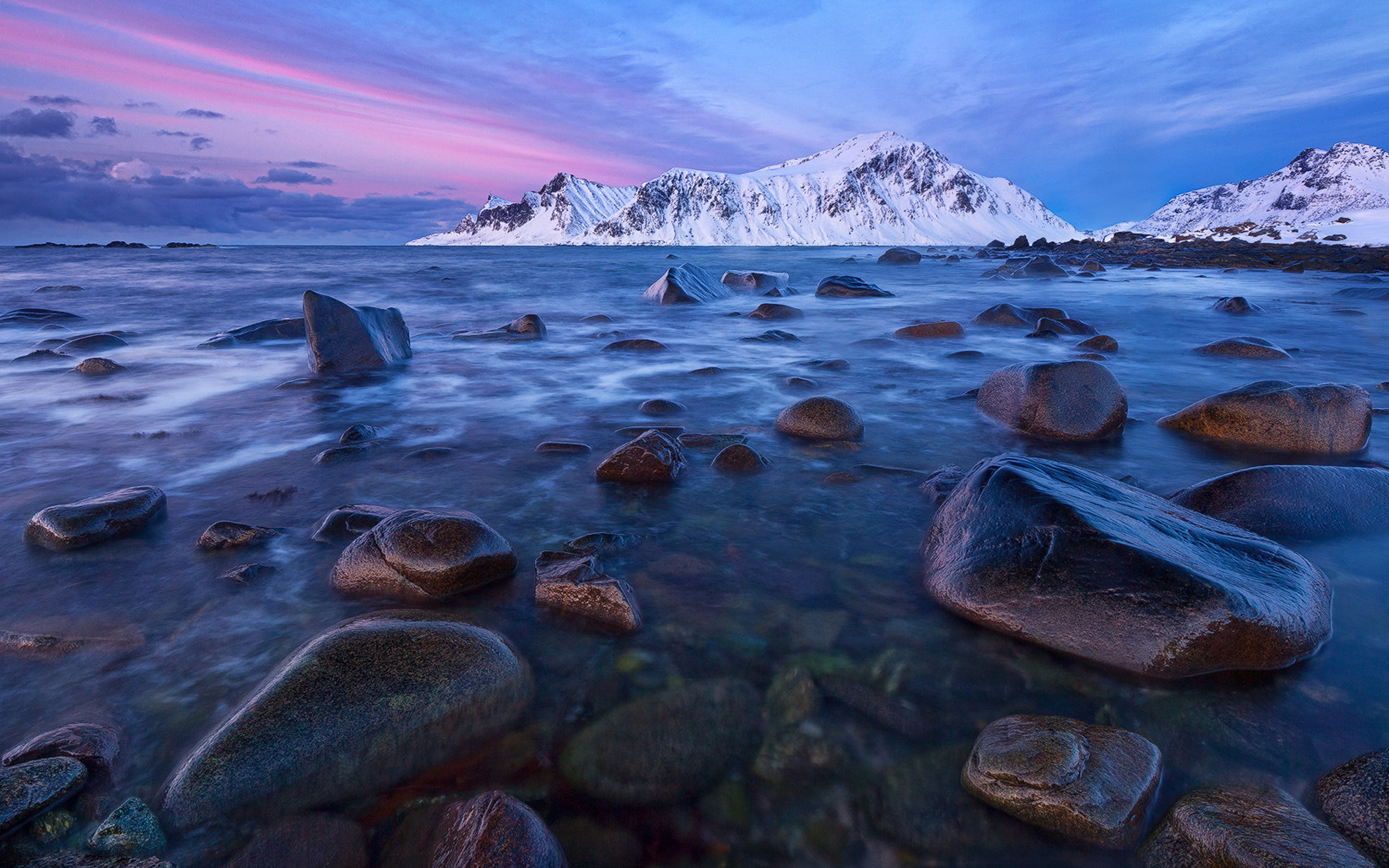 Barf Peak Lofoten Islands Norway Winter Landscape Ocean Rocks Snowy Pannin Desktop Hd Wallpaper For Pc Tablet And Mobile 2k 4k