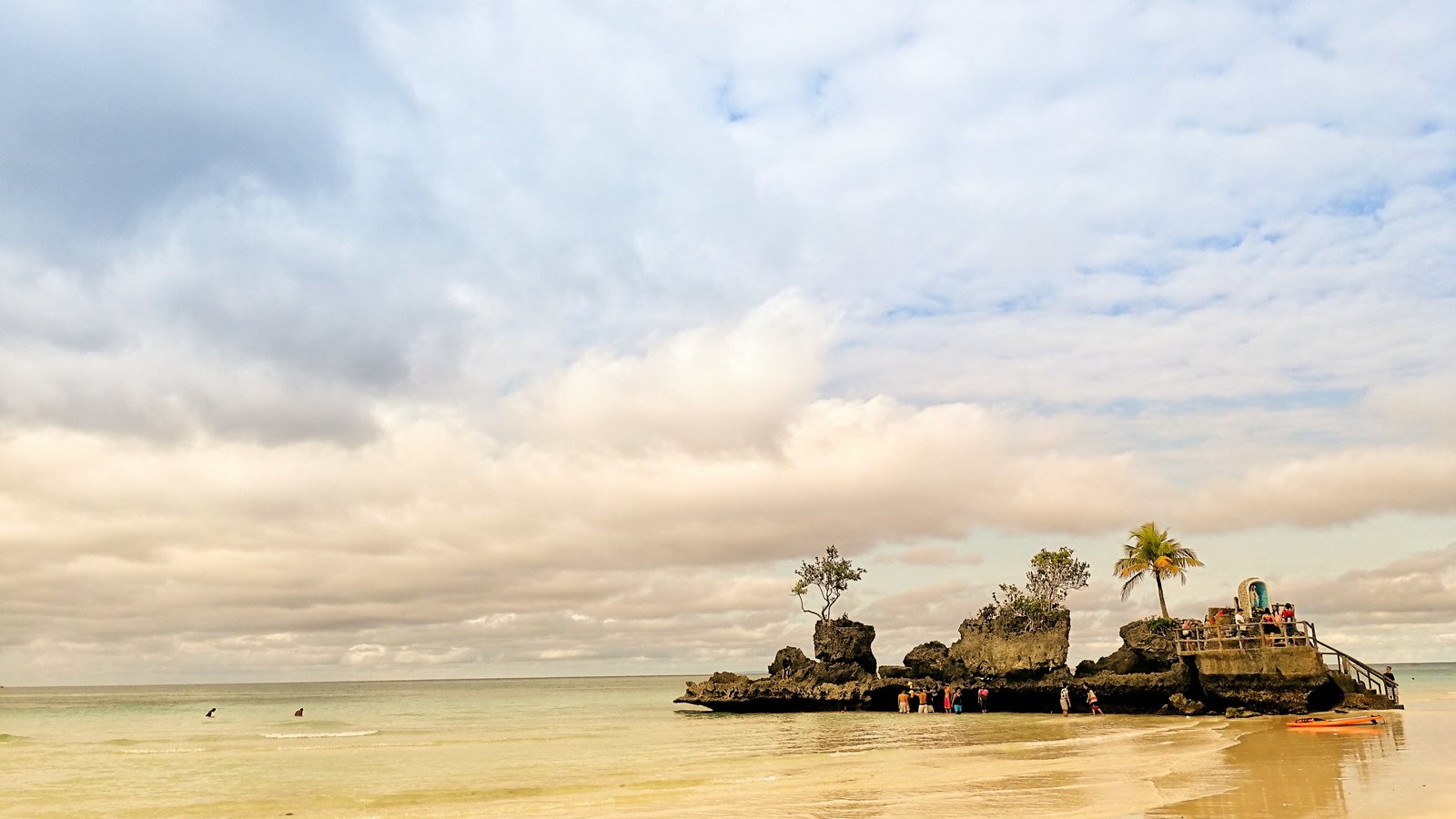 brown rocks nature beach island Boracay water sea sky 2k 4k 5k