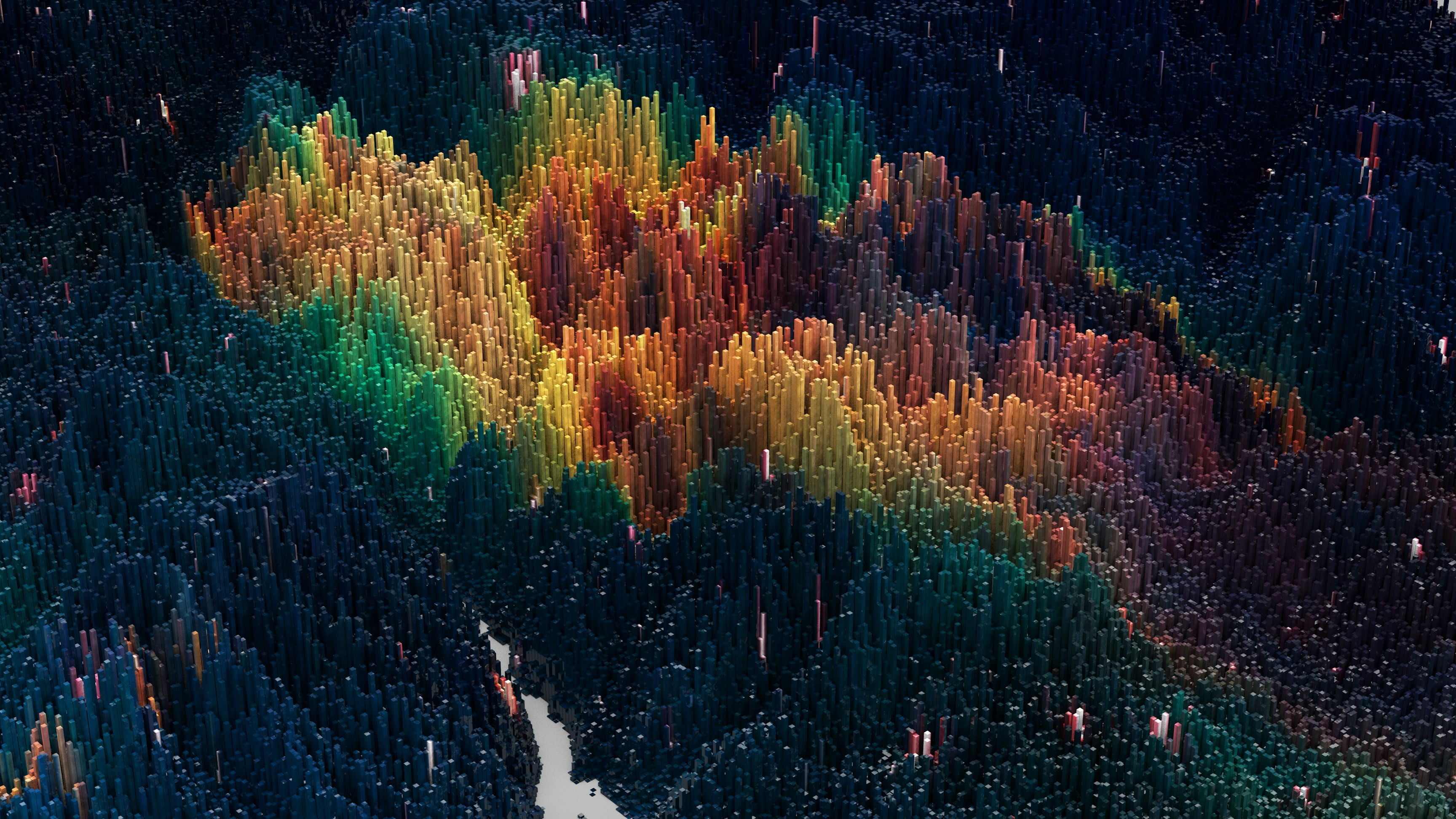 island painting abstract bars digital art artwork geometry 2k