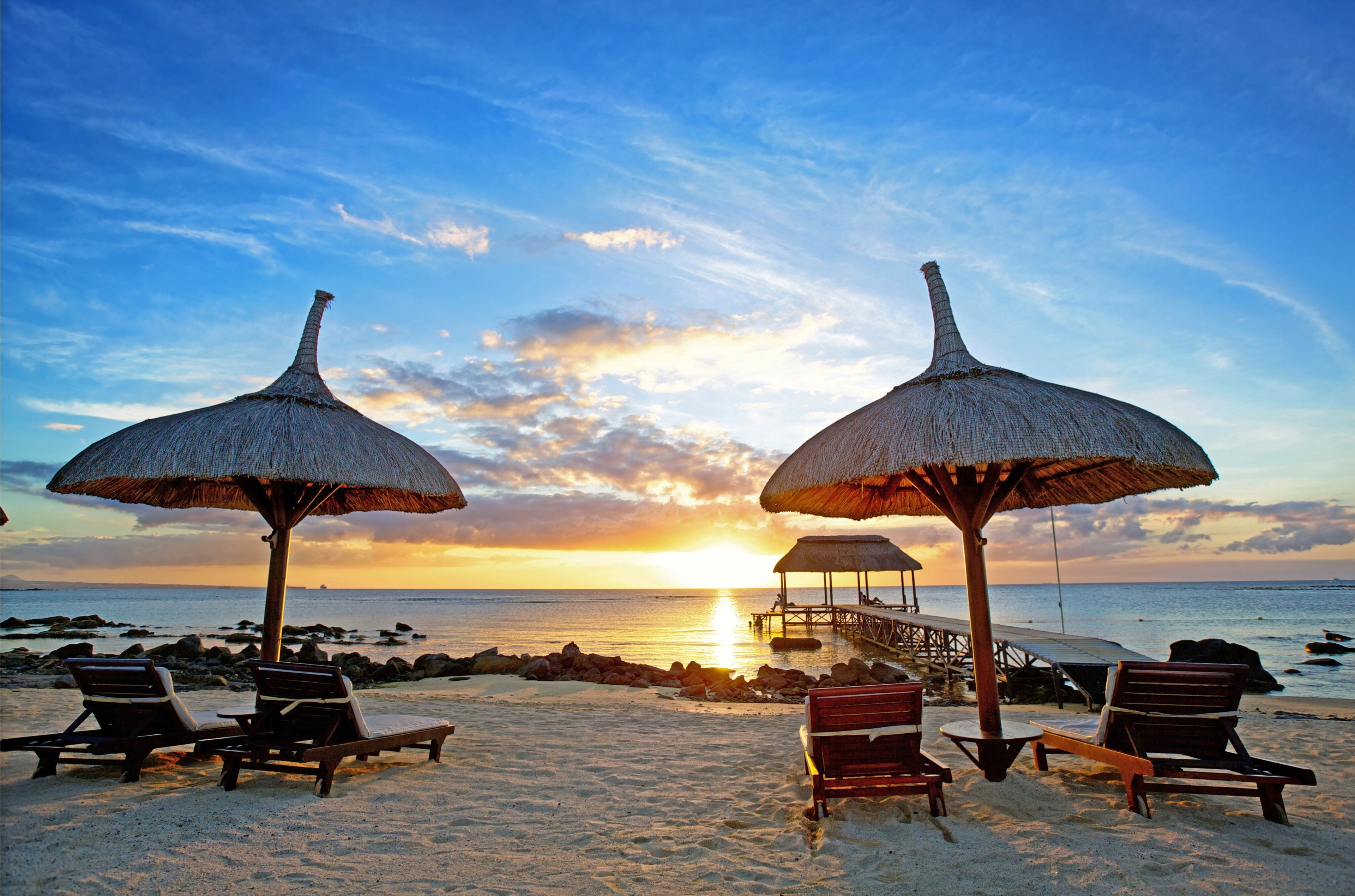 mauritius desktop background hd water sea sky land beach 2k 4k