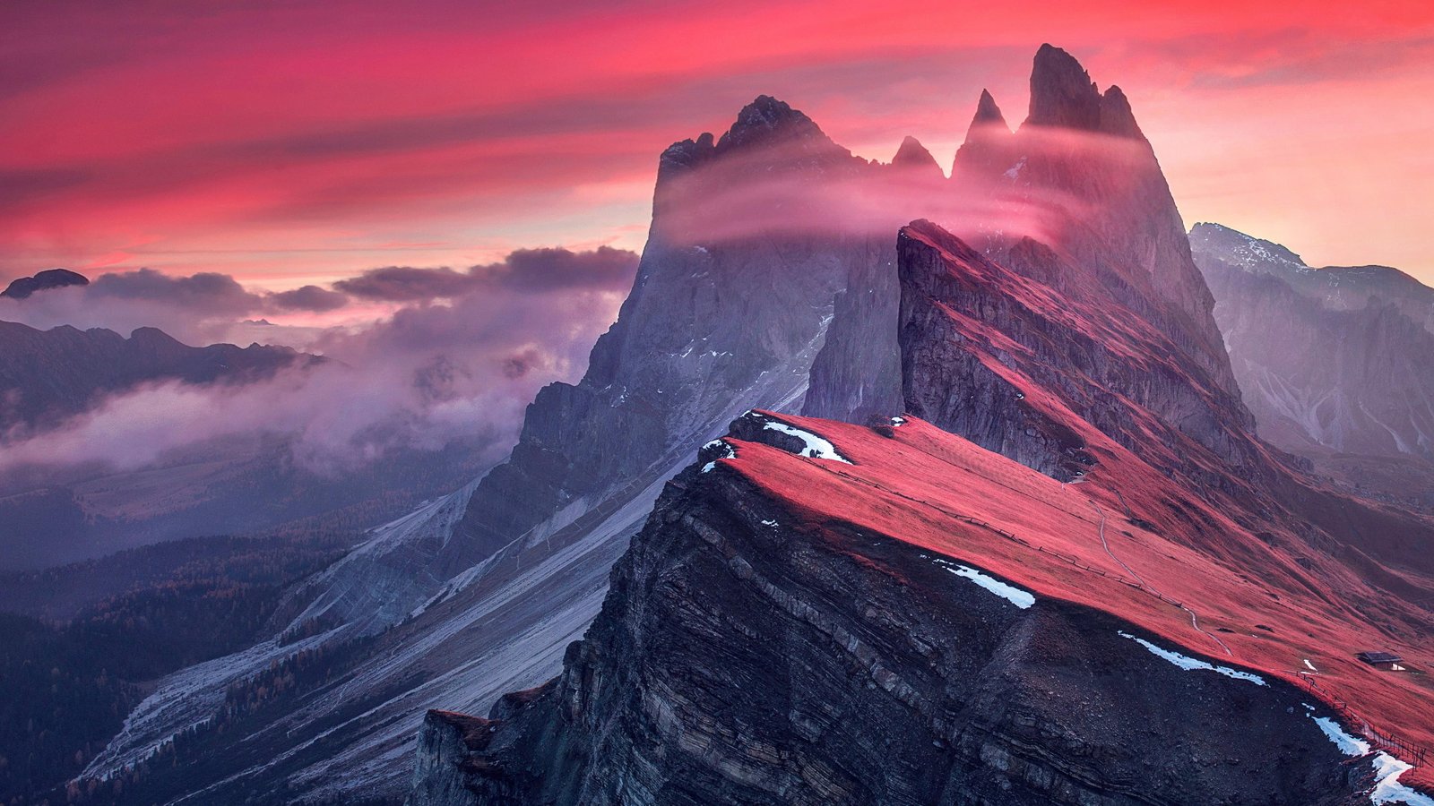 mount scenery pink sky alps national park unesco world heritage 2k 4k