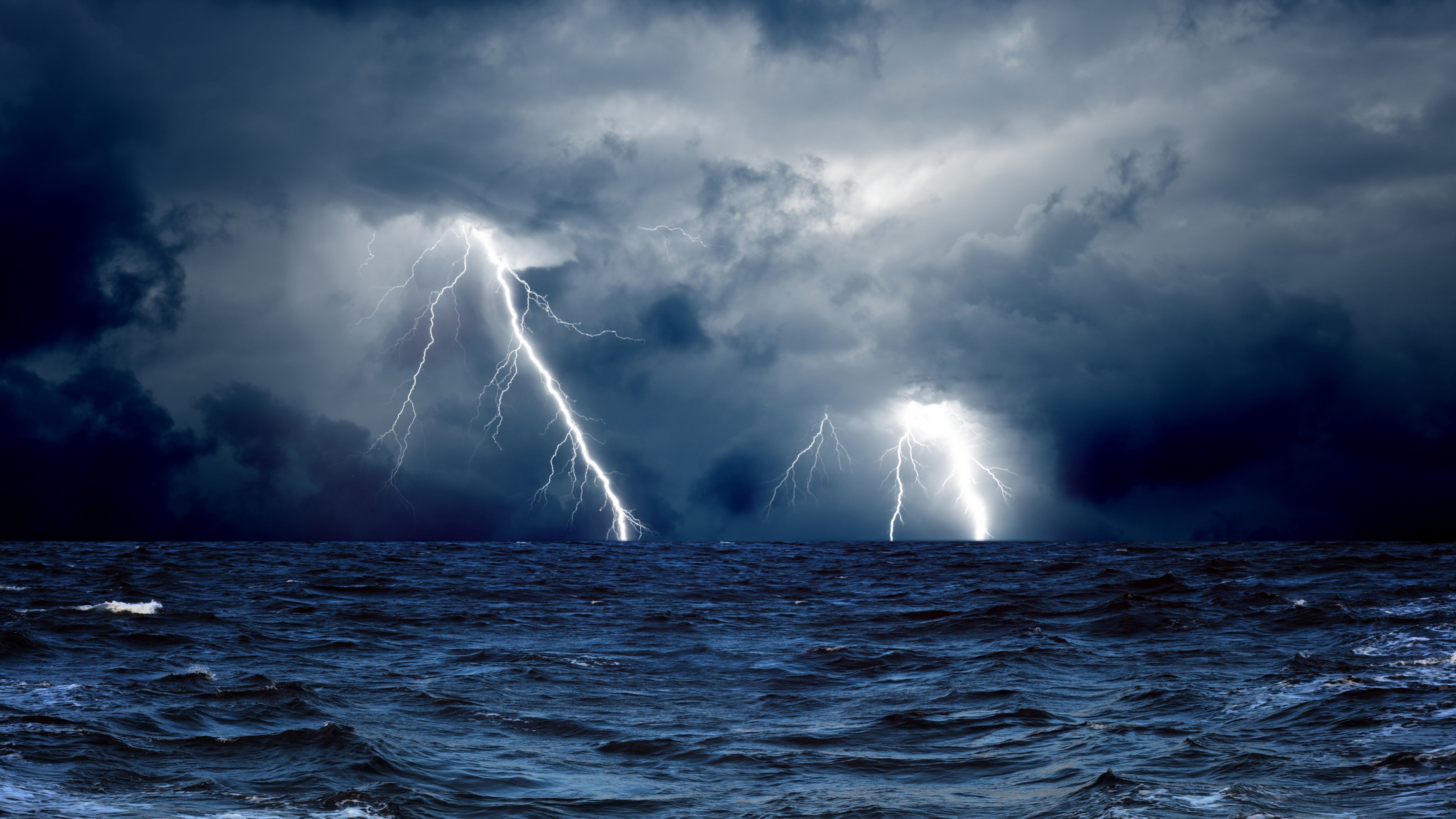 Sea wallpaper ocean storm lightning clouds 2k 4k 5k