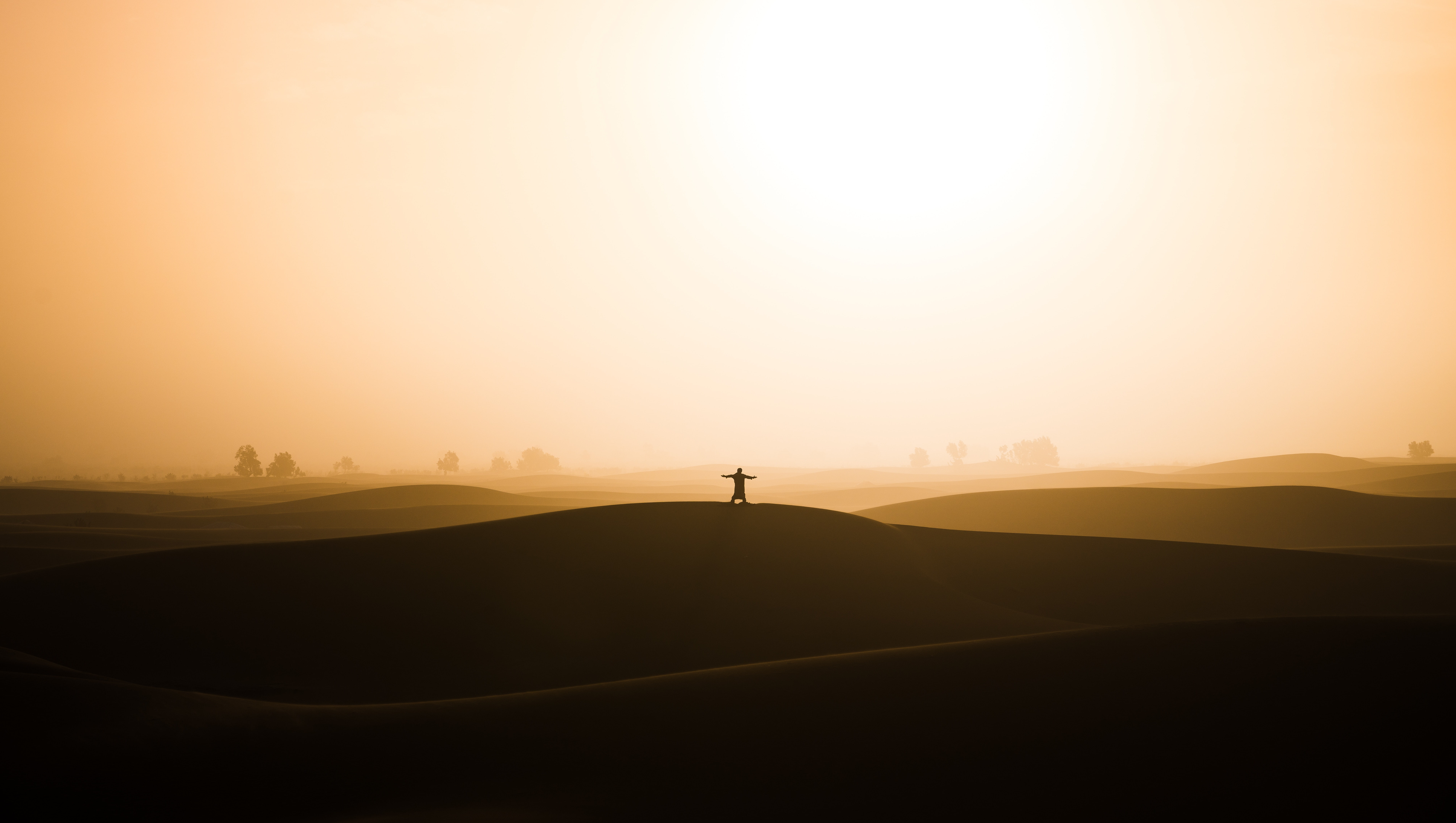 Sun light Sahara desert Silhouette 2k 4k 5k 8k