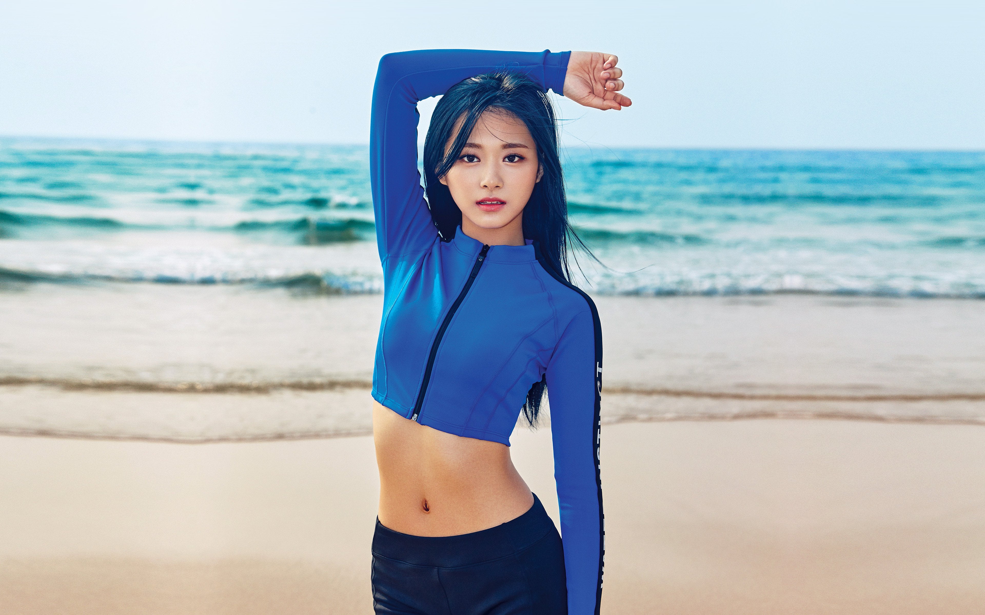 tzuyu kpop girl sea summer cool beach land standing 2k 4k