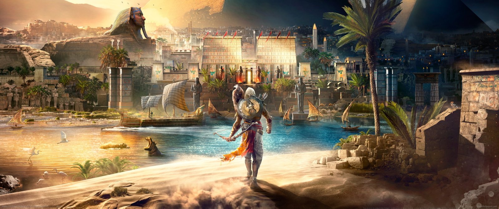 video games desert ultrawide ultra wide Assassin s Creed Origins 2k