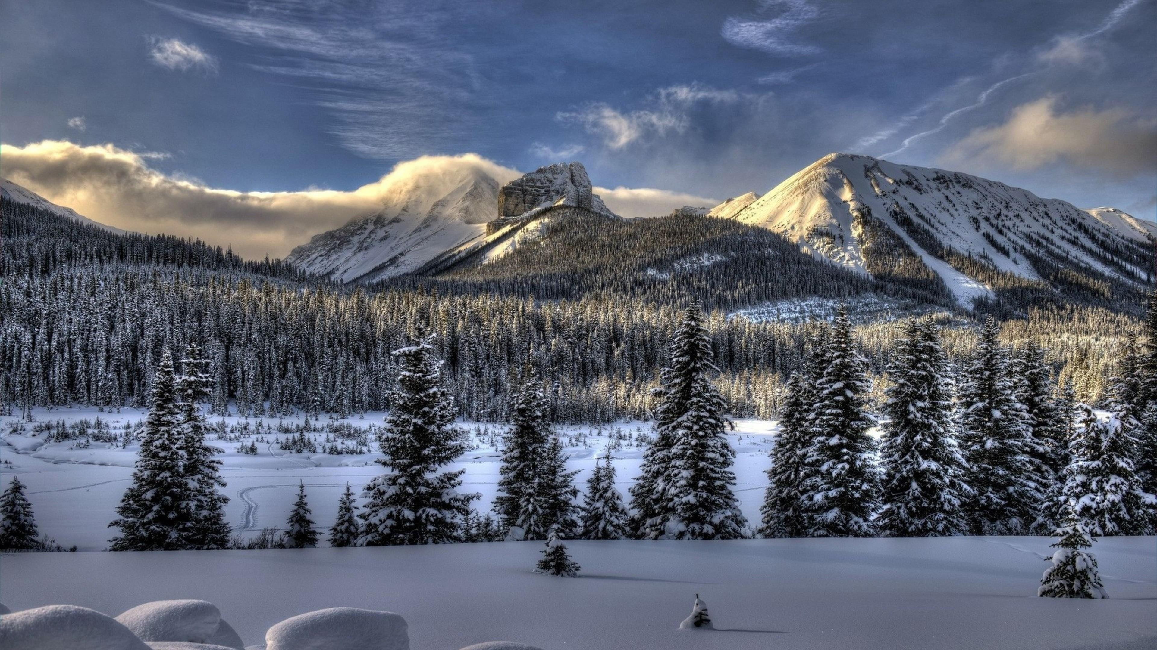 winter snow sky nature mountain wilderness mountainous landforms 2k 4k