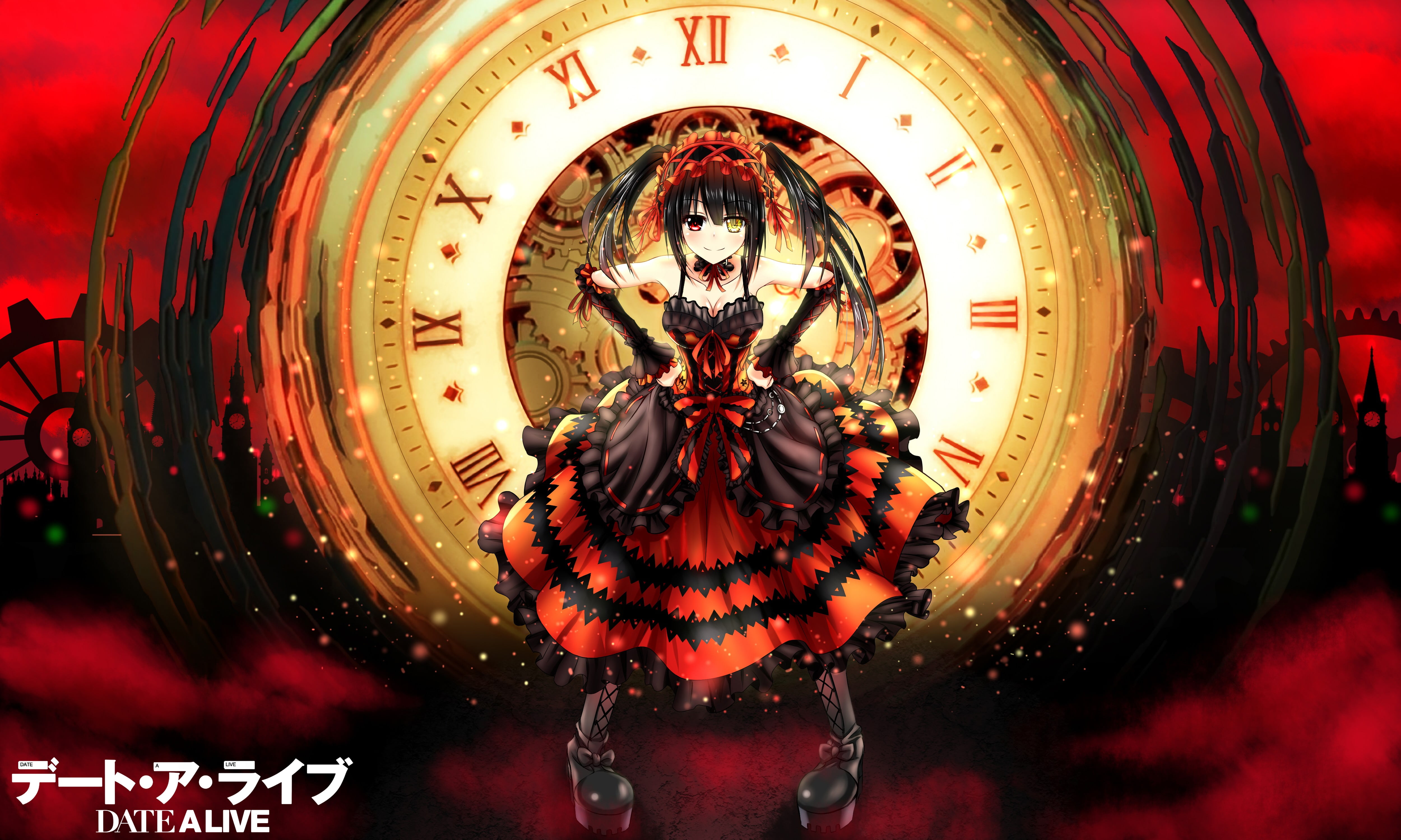 anime girls Date A Live Tokisaki Kurumi dress geometric shape 2k 4k 5k