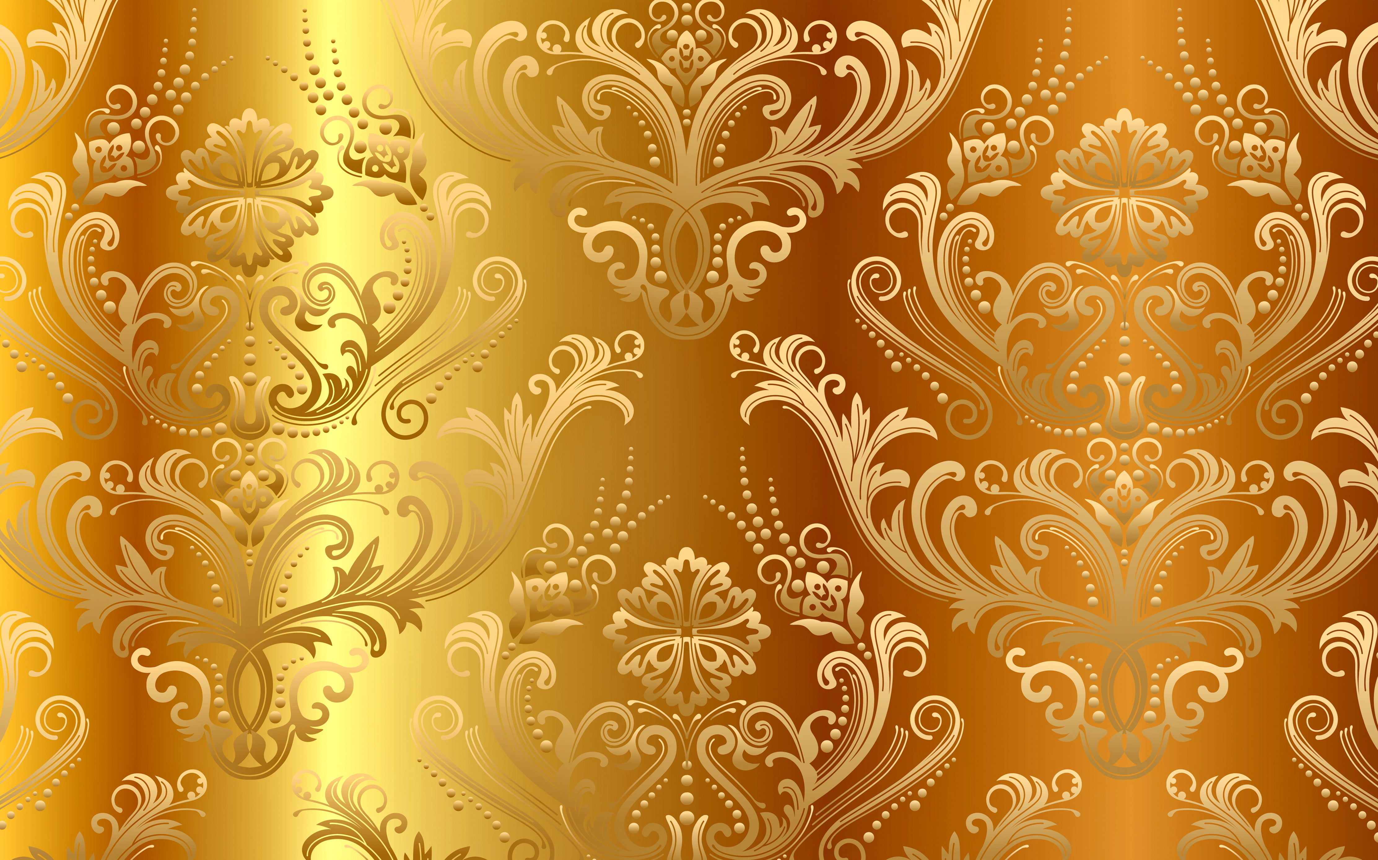 gold floral wallpaper background pattern vector golden ornament 2k 4k