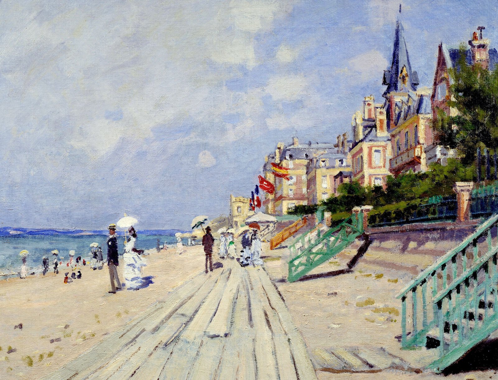 landscape picture Claude Monet promenade The boardwalk at Trouville 2k
