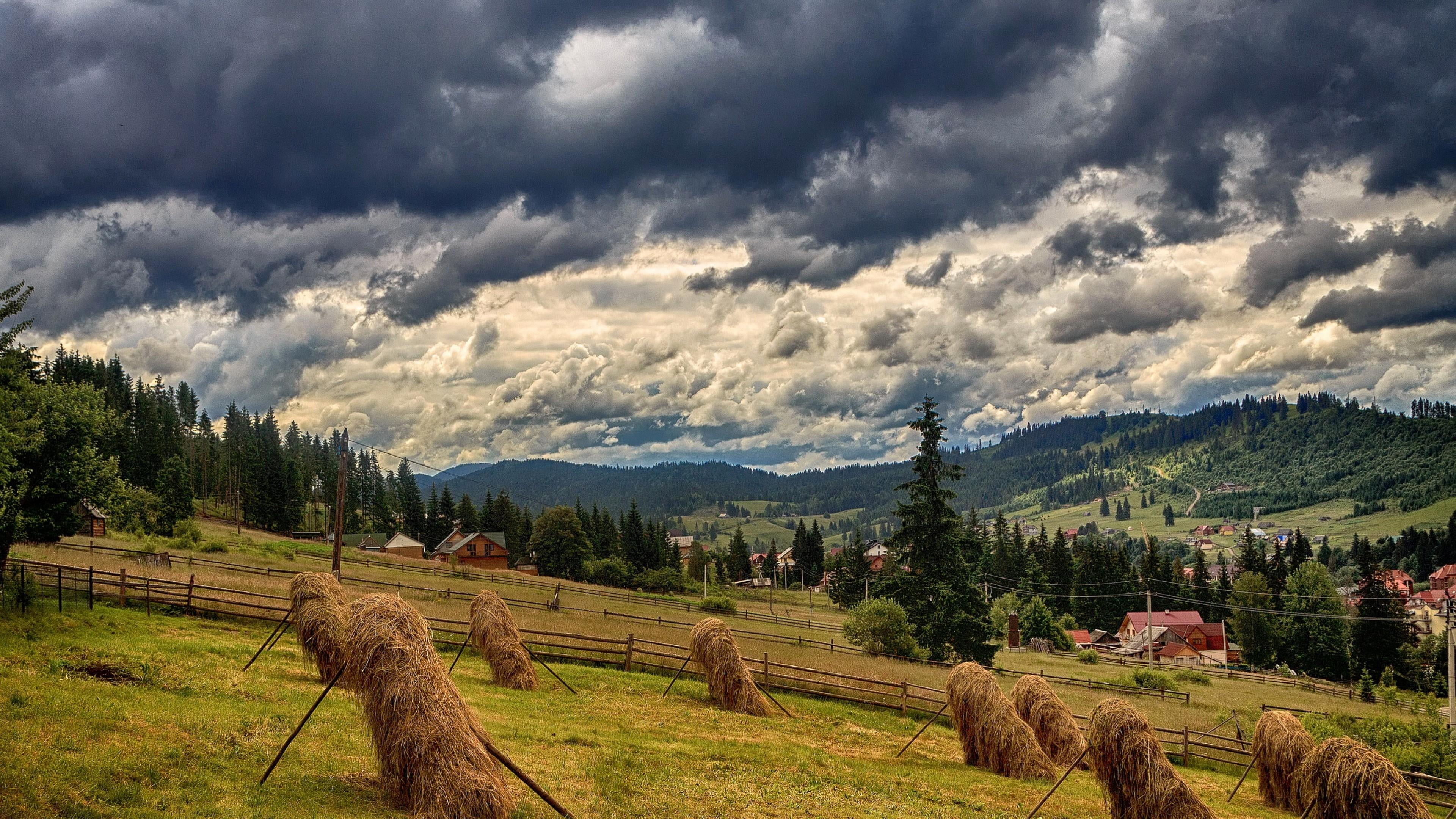 mountain range hay ukraine bukovel carpathian mountains 2k 4k