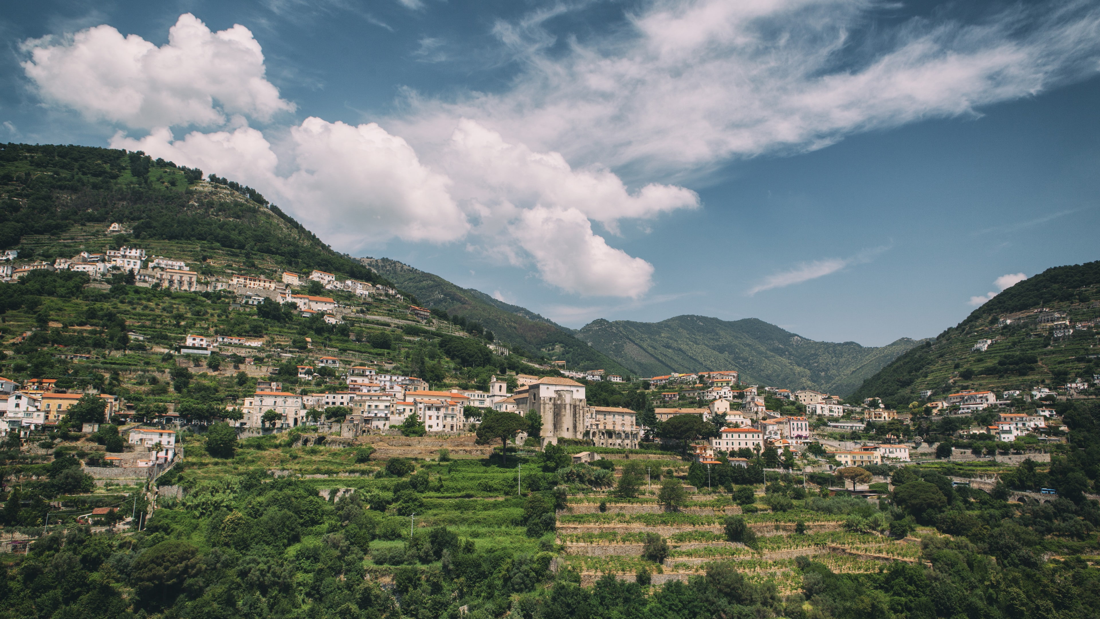 Ravello wallpaper Amalfi Coast Italy hills trees 2k 4k