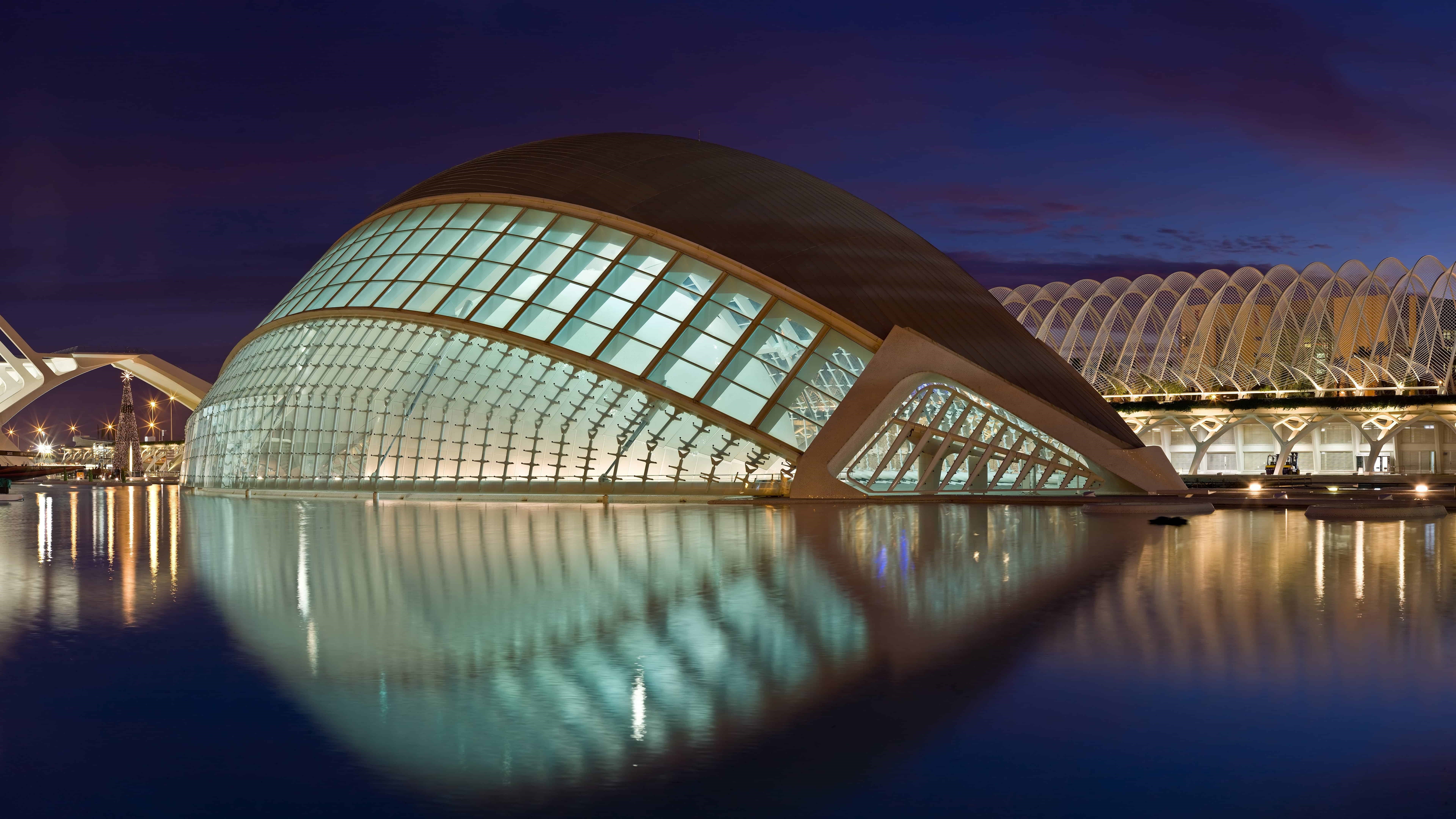 reflection landmark city of the arts and sciences architecture 2k 4k 5k 8k