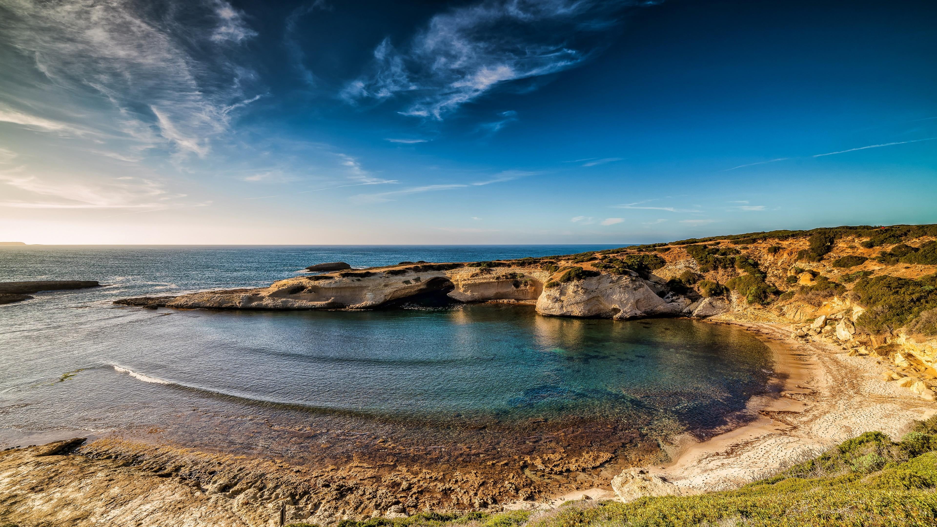sky coast body of water sea shore cloud sardinia seascape 2k 4k