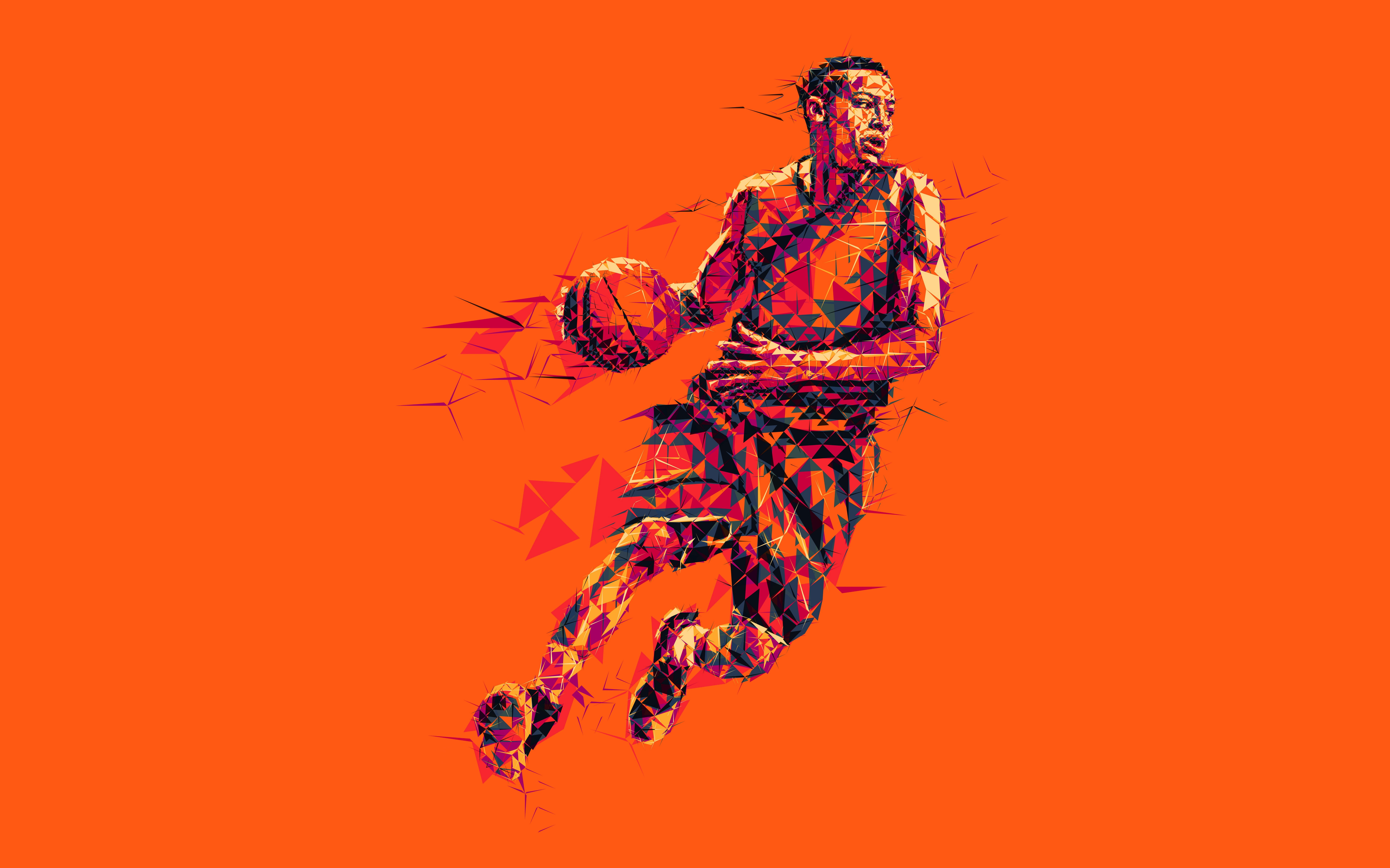 Stephen Curry mosaic artwork Basketball player Low poly 2k 4k 5k 8k
