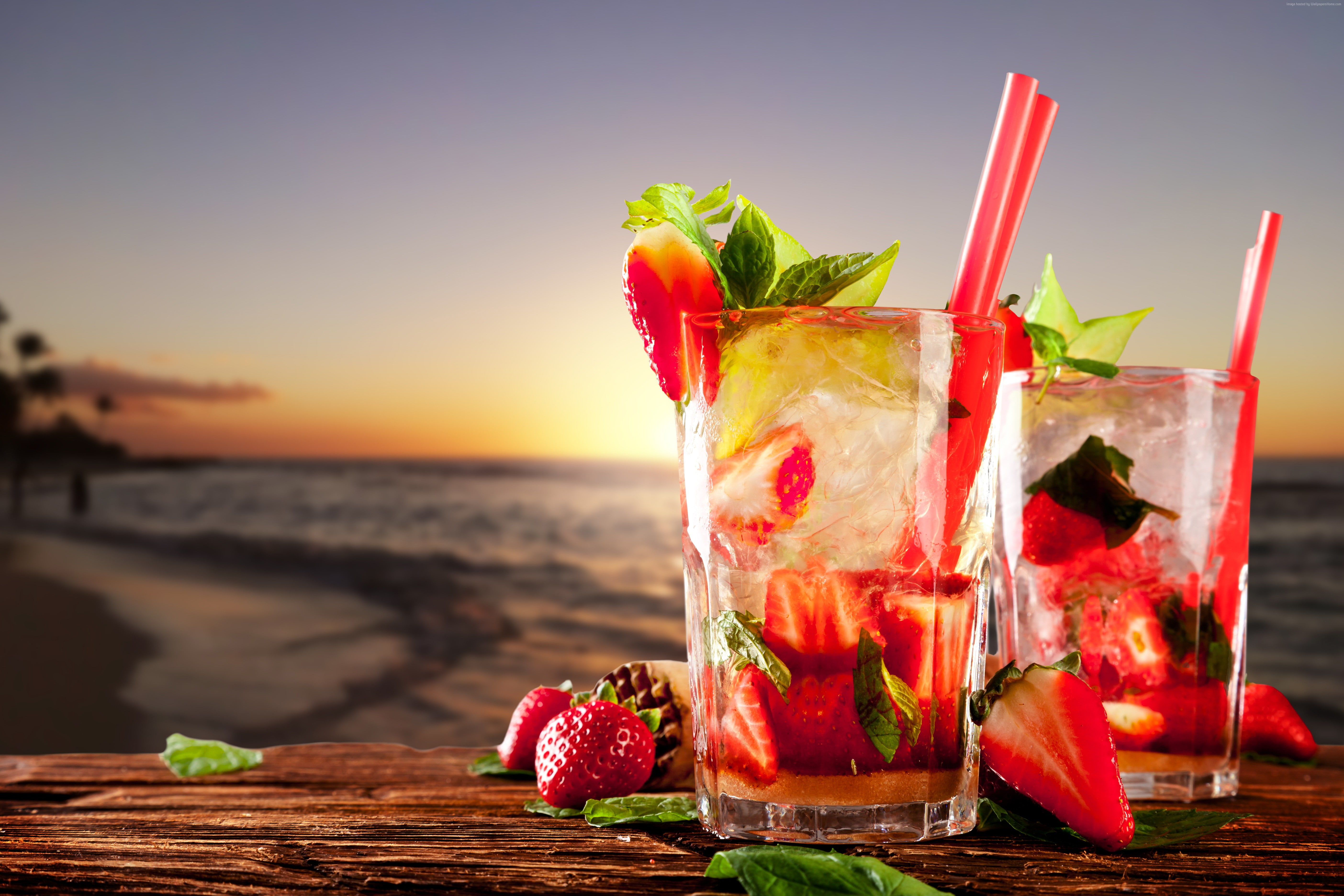 tropical cocktails mint fruit beach ice strawberries 2k 4k 5k