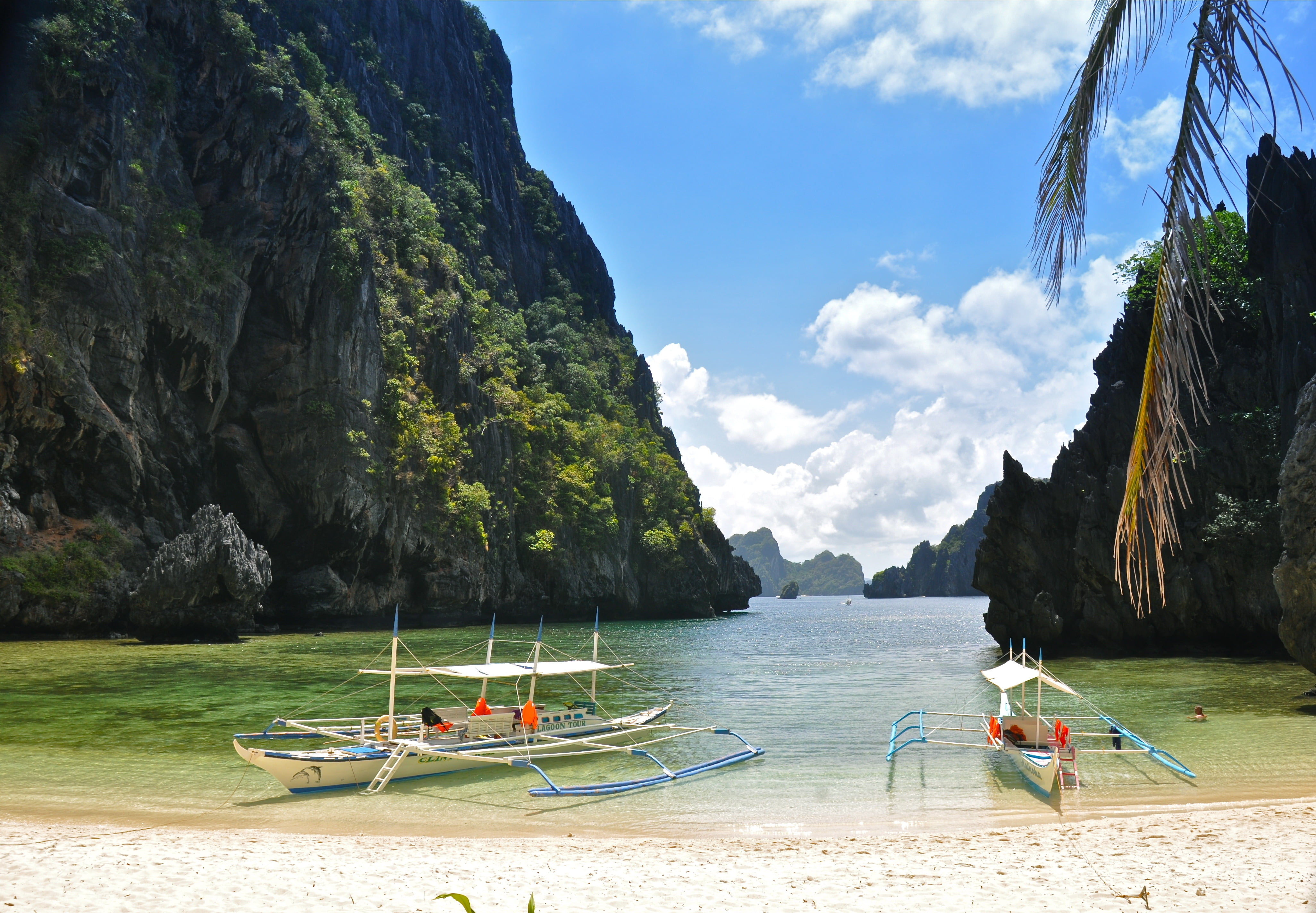 two white boats tropics beach nautical Vessel sea island 2k 4k