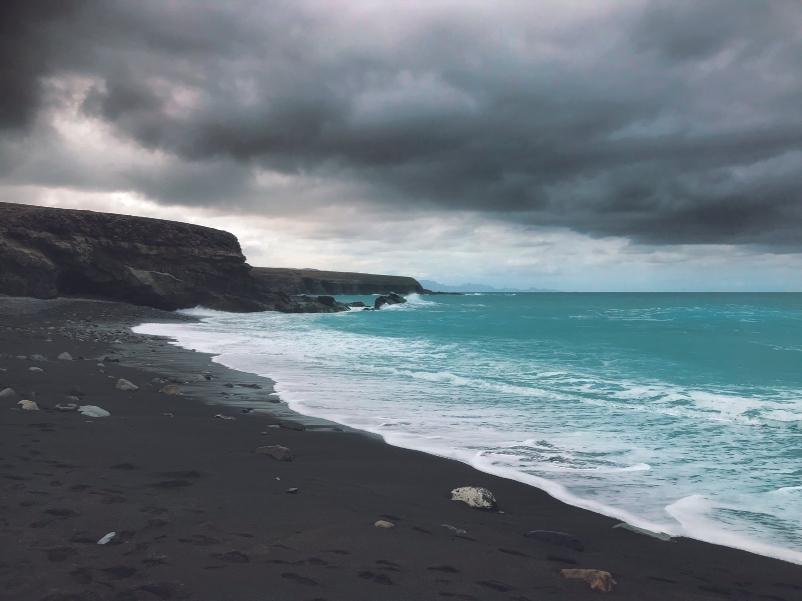 black beach fuerteventura water nature forward ocean fishing village 2k 4k