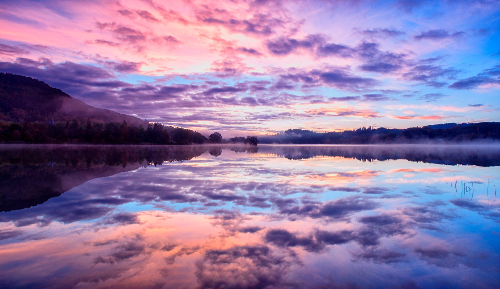 calm body of water under blue sky loch achray scotland 2k 4k 5k
