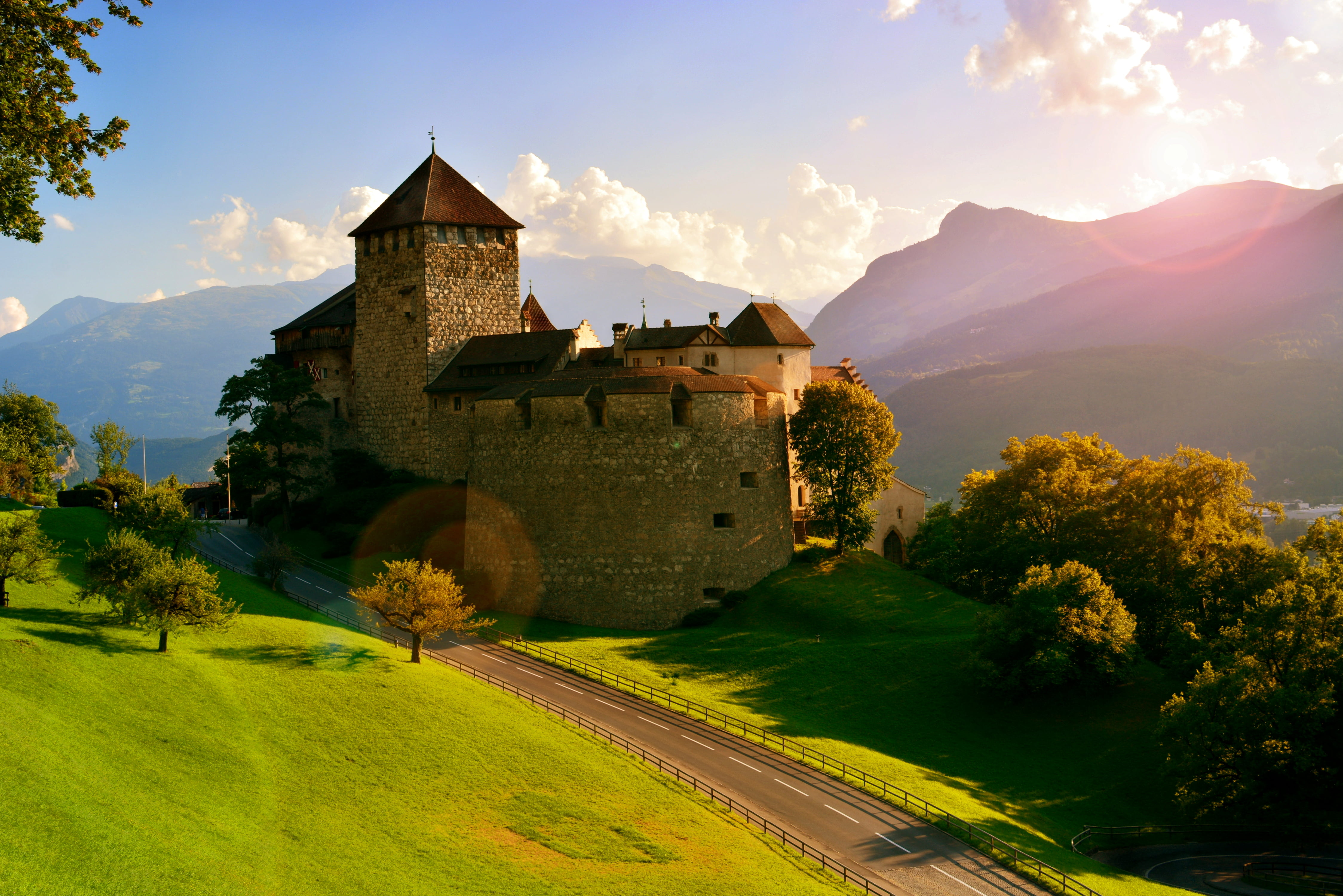 gray concrete castle near mountain vaduz Vaduz Castle 2k 4k