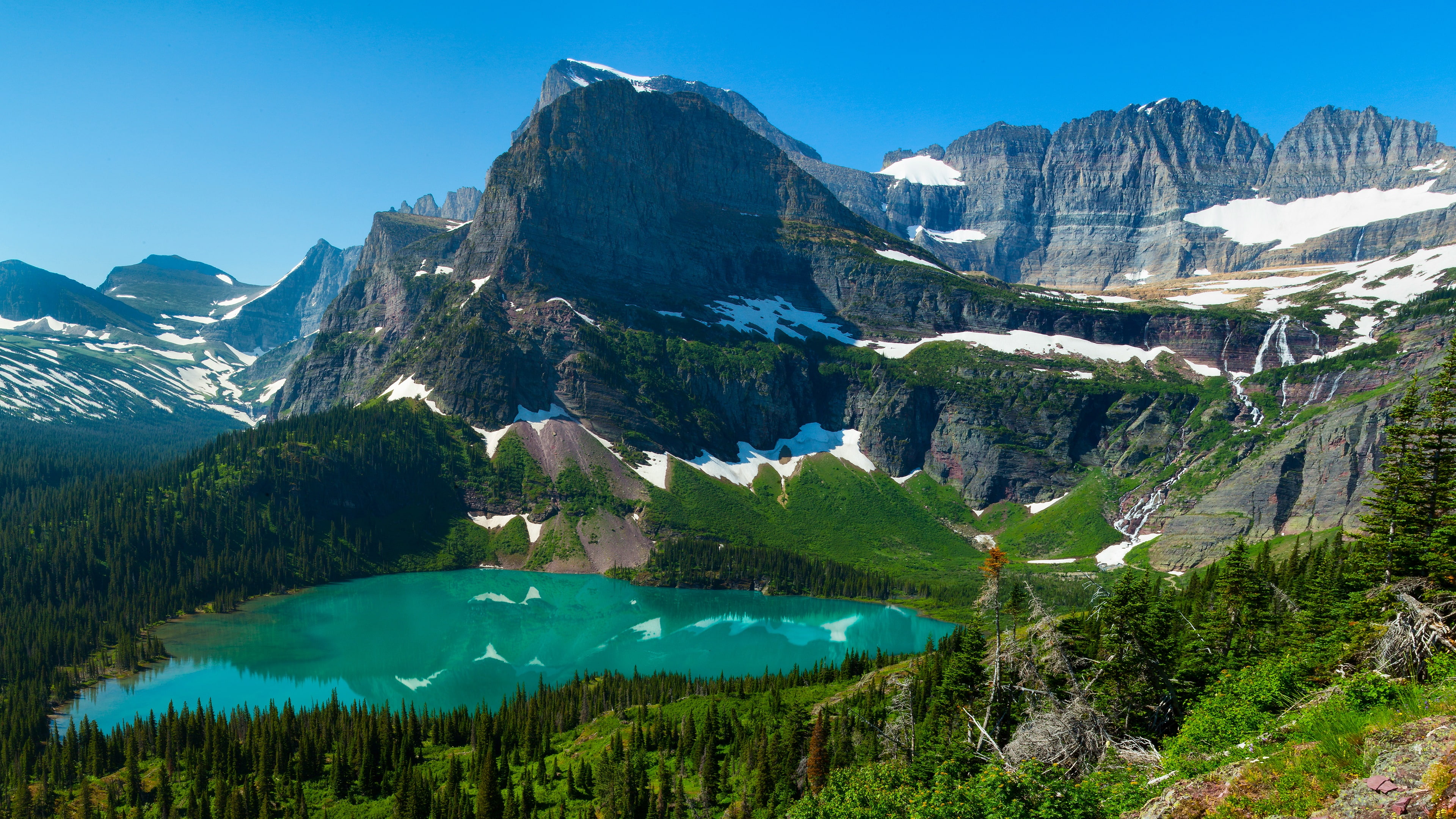 grinnell glacier wilderness mount scenery mountain lake 2k 4k