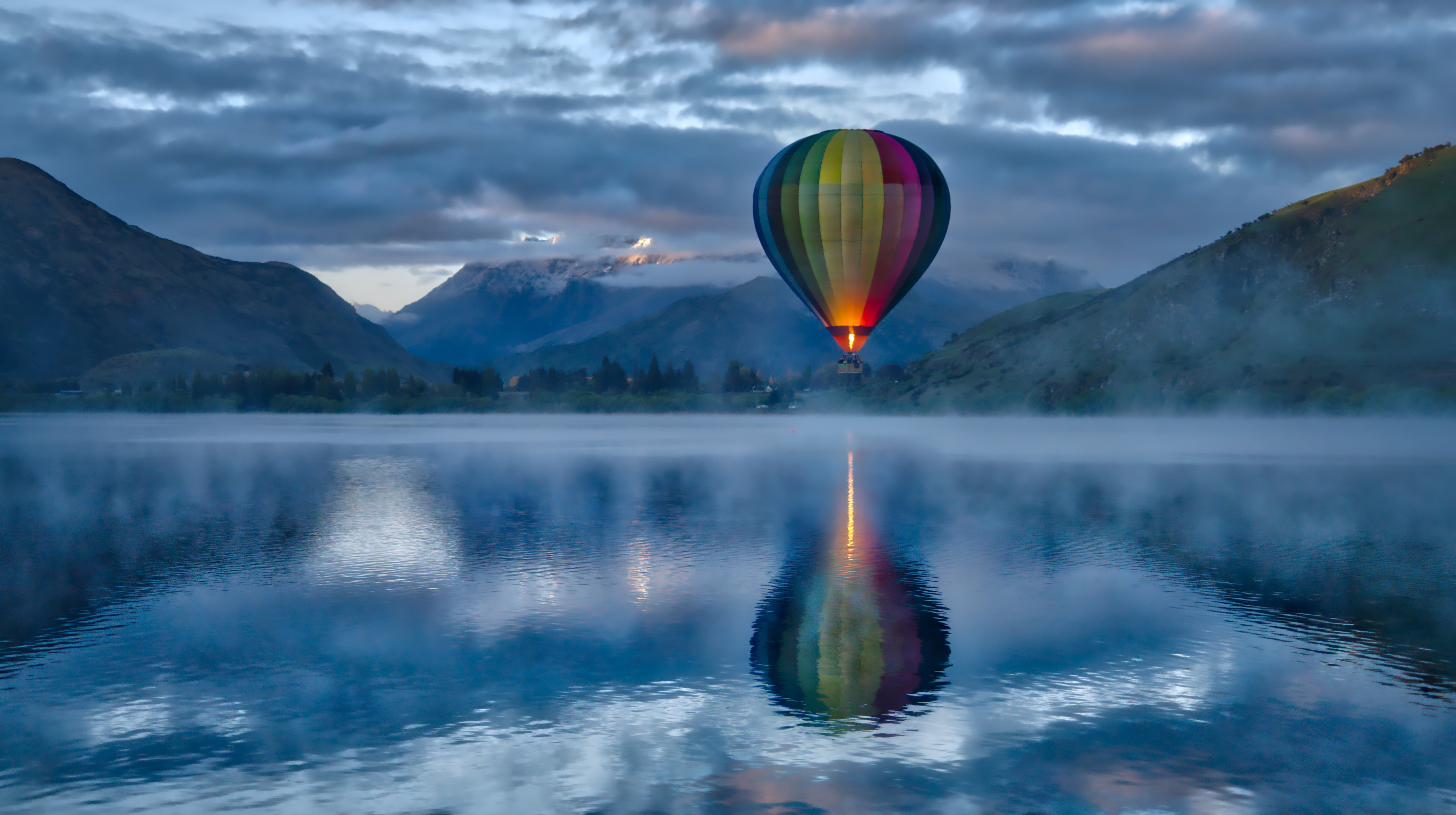 hot air balloon above of body water photography Hot Air Ballooning 2k 4k 5k