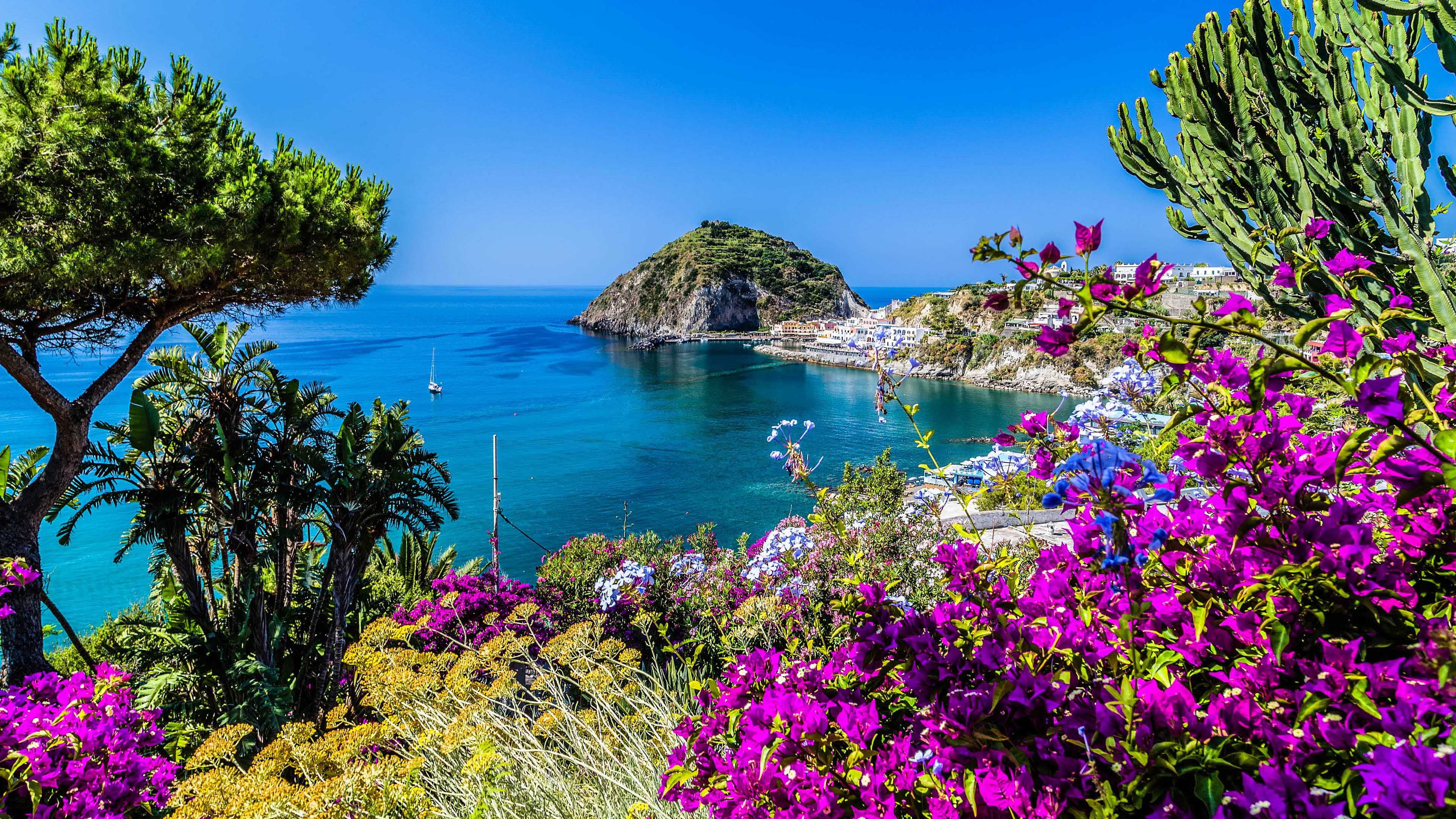 Ischia Is A Volcanic Island In The Gulf Of Naples Italy Beach Kartamana And Maronti On South East Aragonese Castle From Middle Aged Thermal Waters 2k 4k