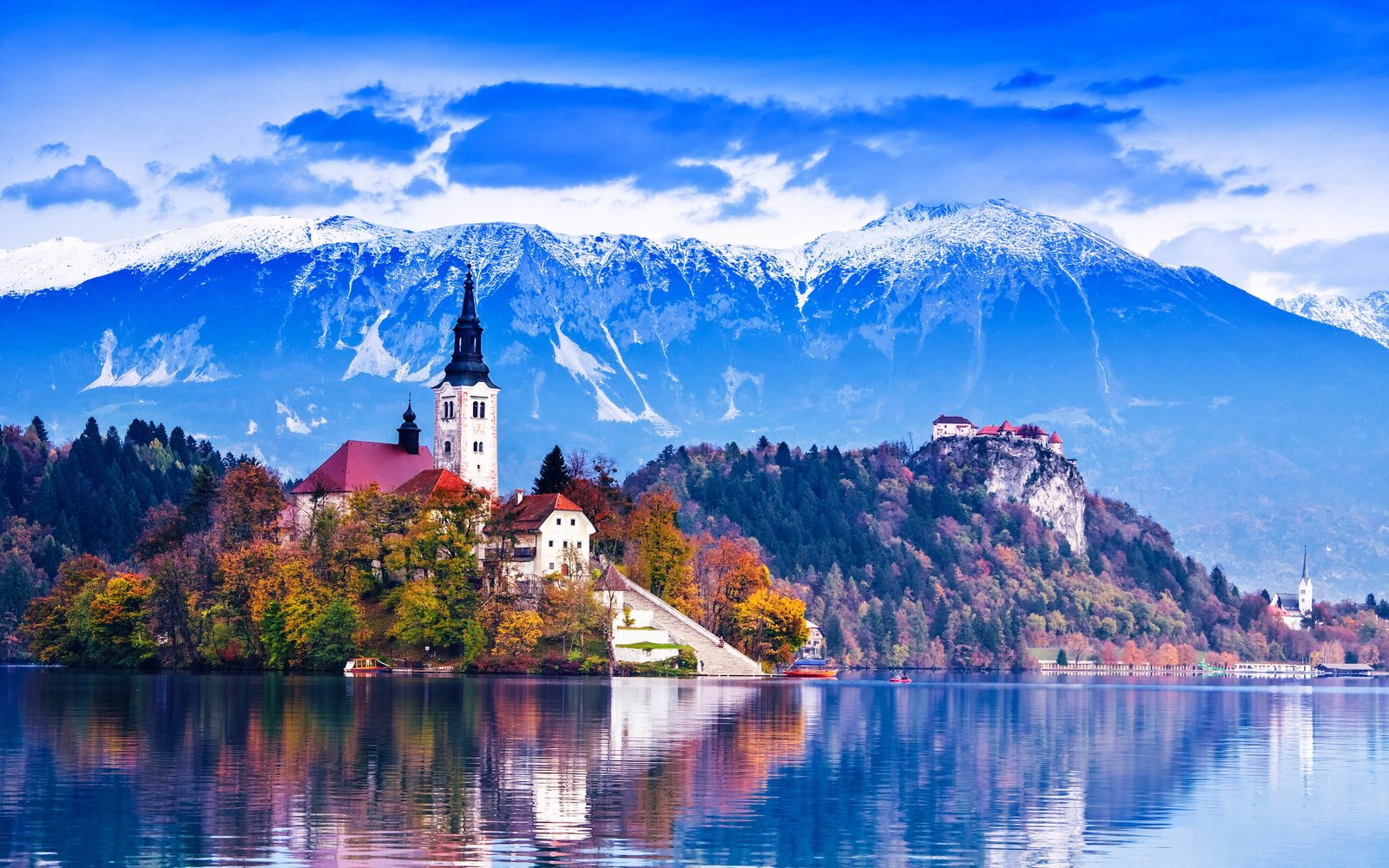 Lake Bled Slovenia Island Castle Mountains Beautiful Landscape Wallpaper Hd 2k 4k