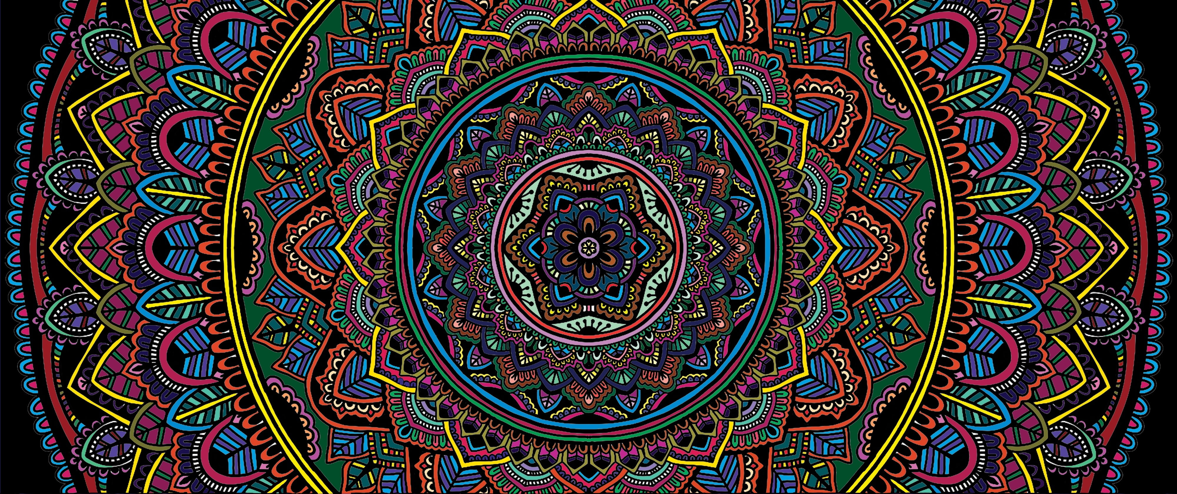 Mandala colorful abstract texture multi colored pattern 2k 4k