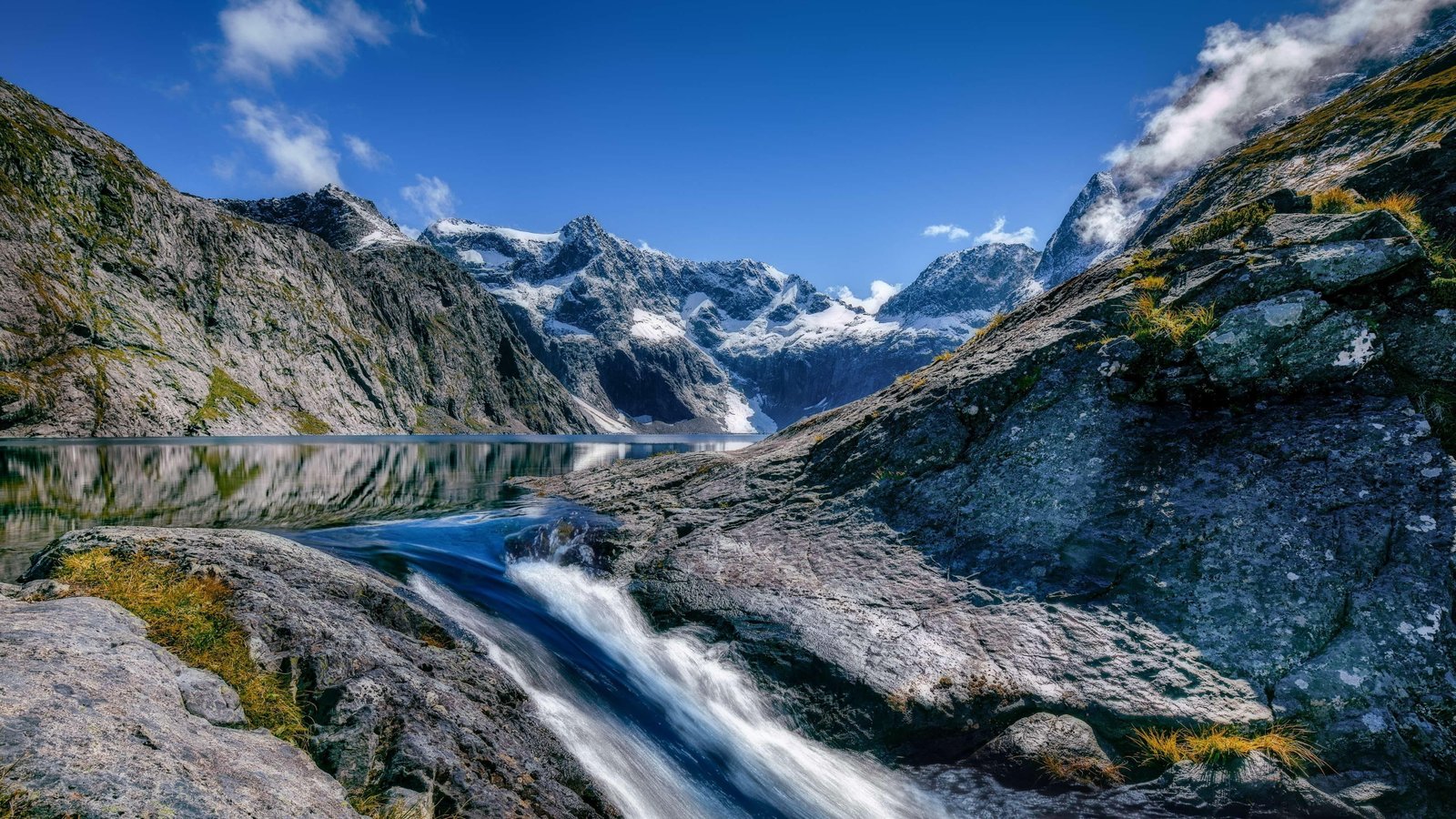 nature stream mountain range mount scenery national park 2k 4k