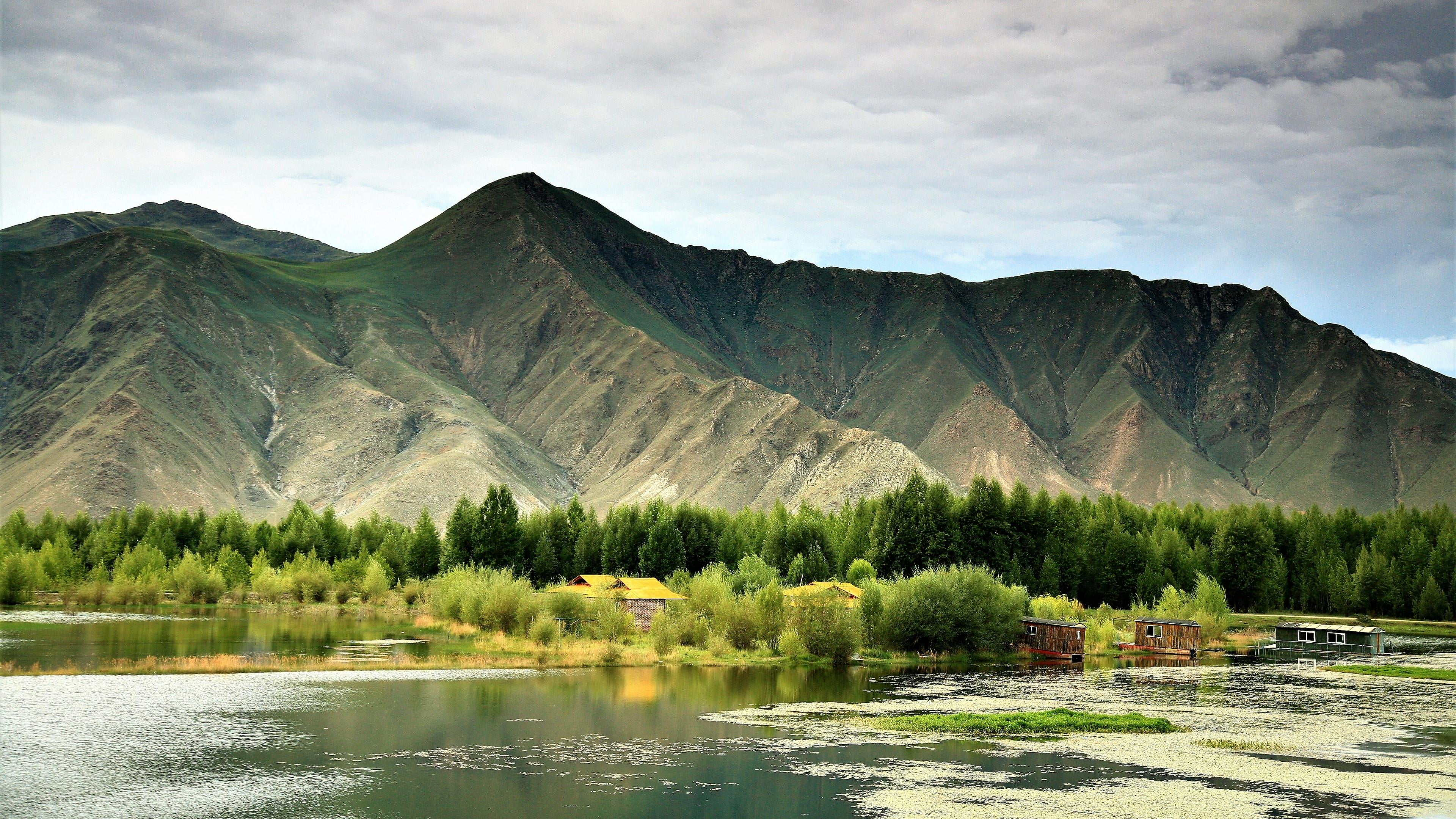 river lhasa tibet china mountains nature 2k 4k