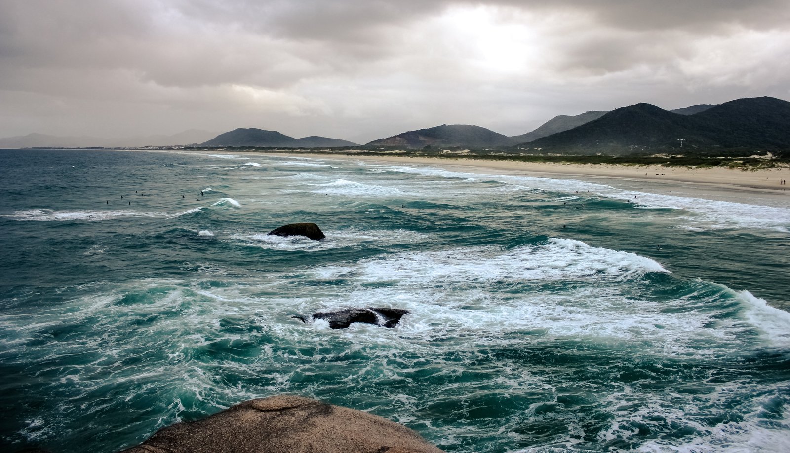 sea waves during cloudy skies beach florianopolis storm brazil 2k 4k 5k