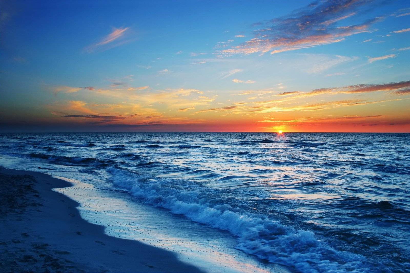 sea beach evening sun sunset 2k 4k 5k
