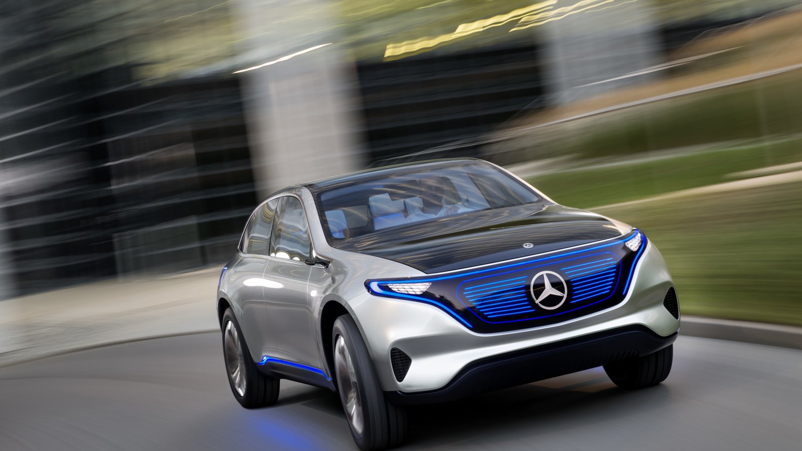 time lapse photo of silver Mercedes Benz SUV concept car Concept EQ 2k 4k 5k 8k