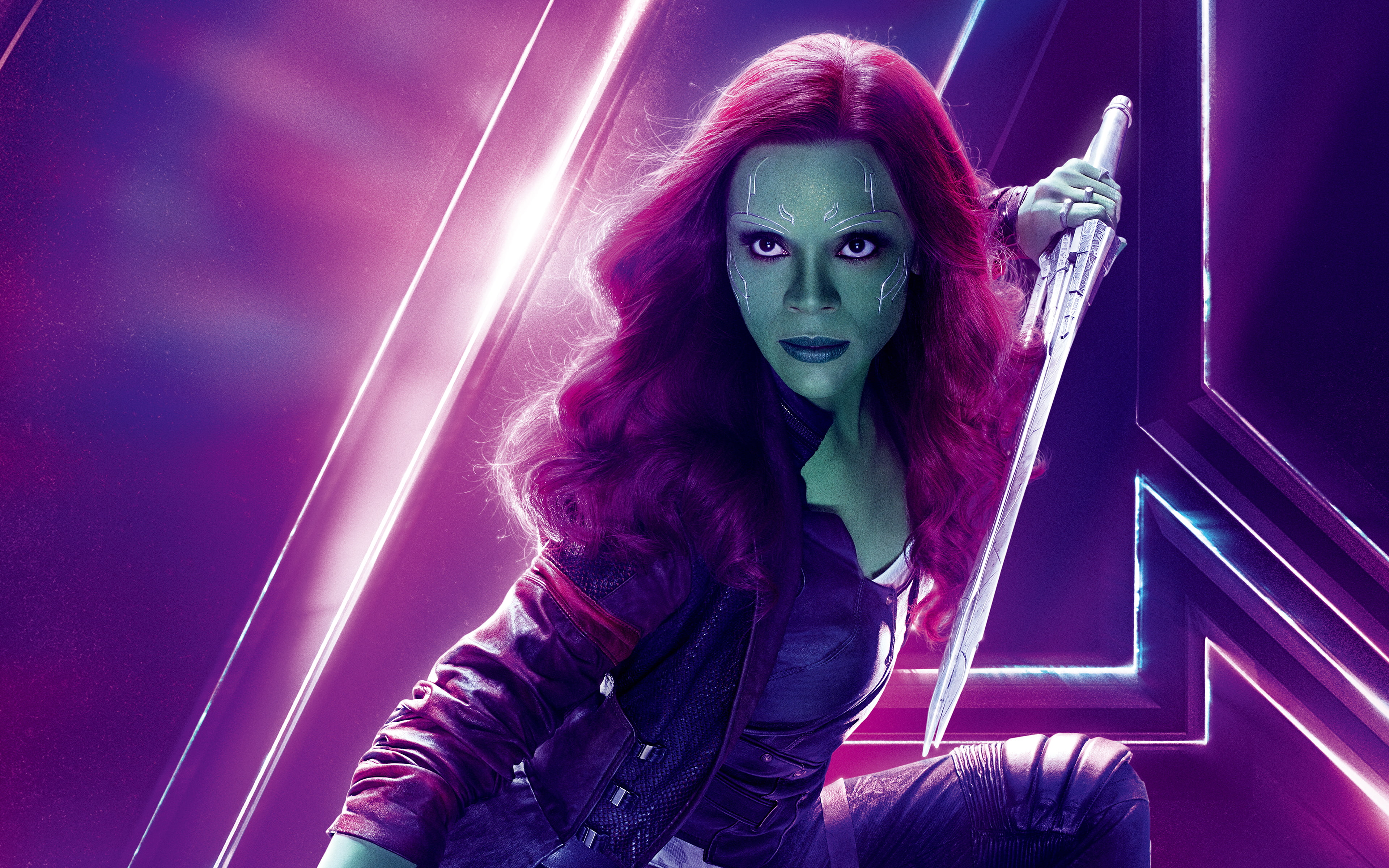 Zoe Saldana as Gamora in Avengers Infinity War portrait 2k 4k